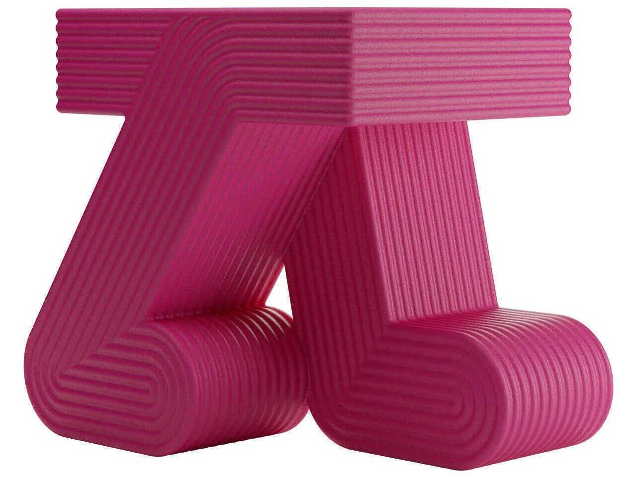 Qeeboo Outdoor Walking Fuchsia Recycled Plastic Square End Table