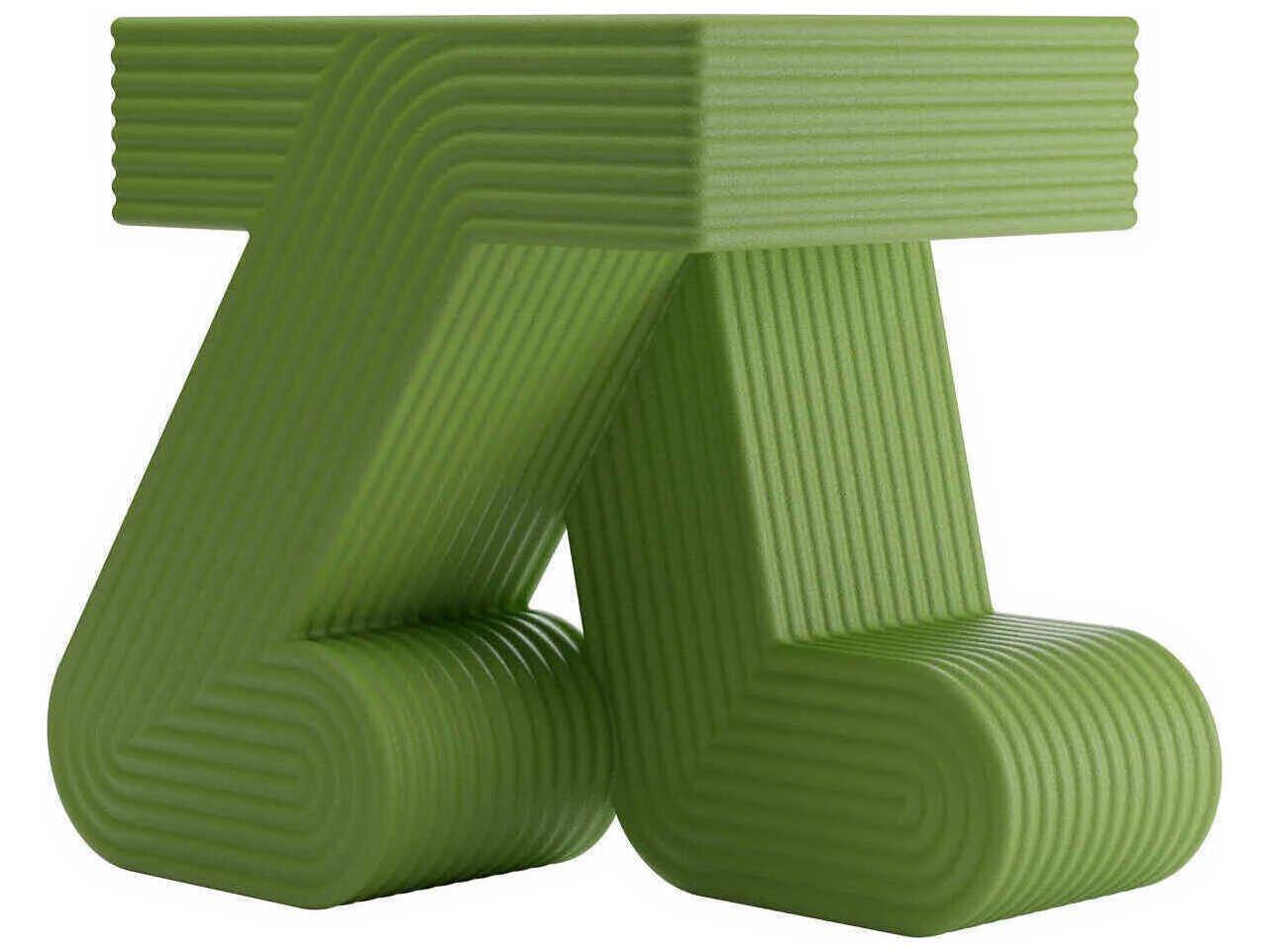 Qeeboo Outdoor Walking Green Recycled Plastic Square End Table
