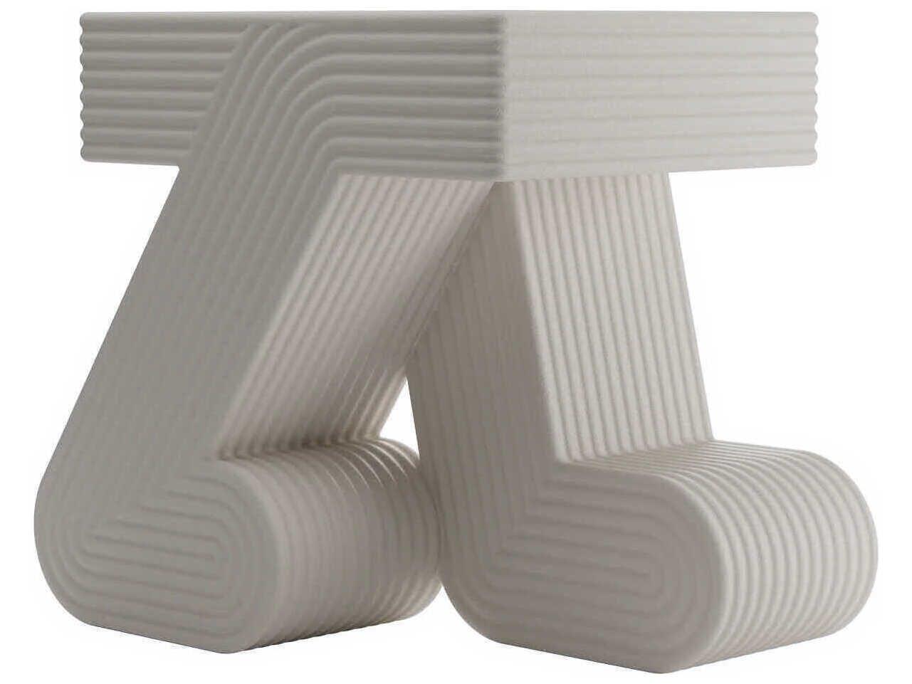 Qeeboo Outdoor Walking Ivory Recycled Plastic Square End Table