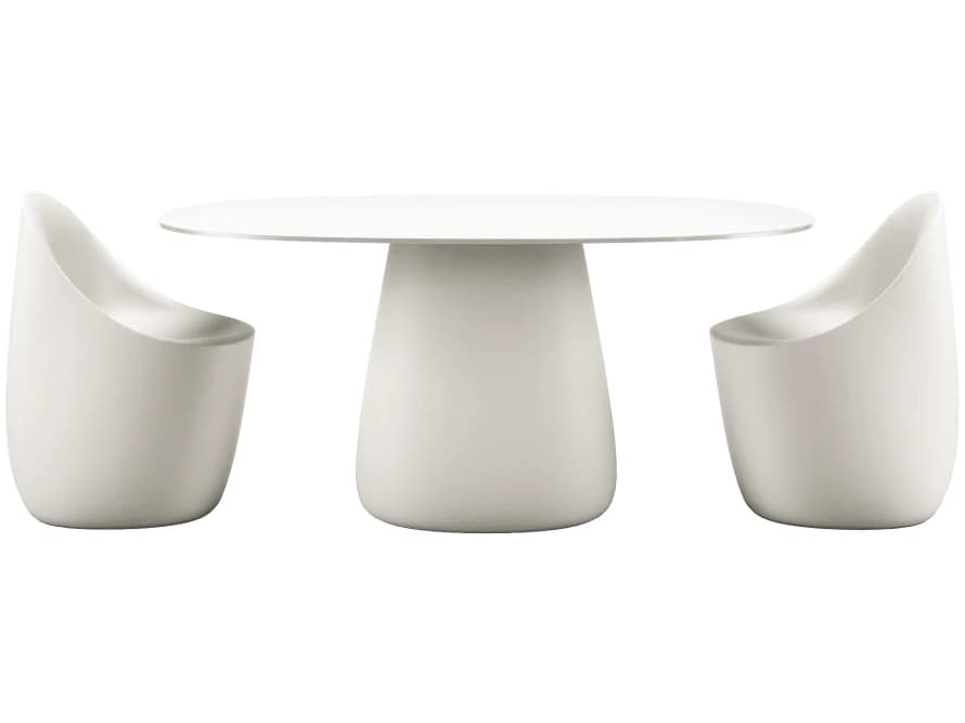 Qeeboo Outdoor Cobble White Warm Recycled Plastic Dining Set