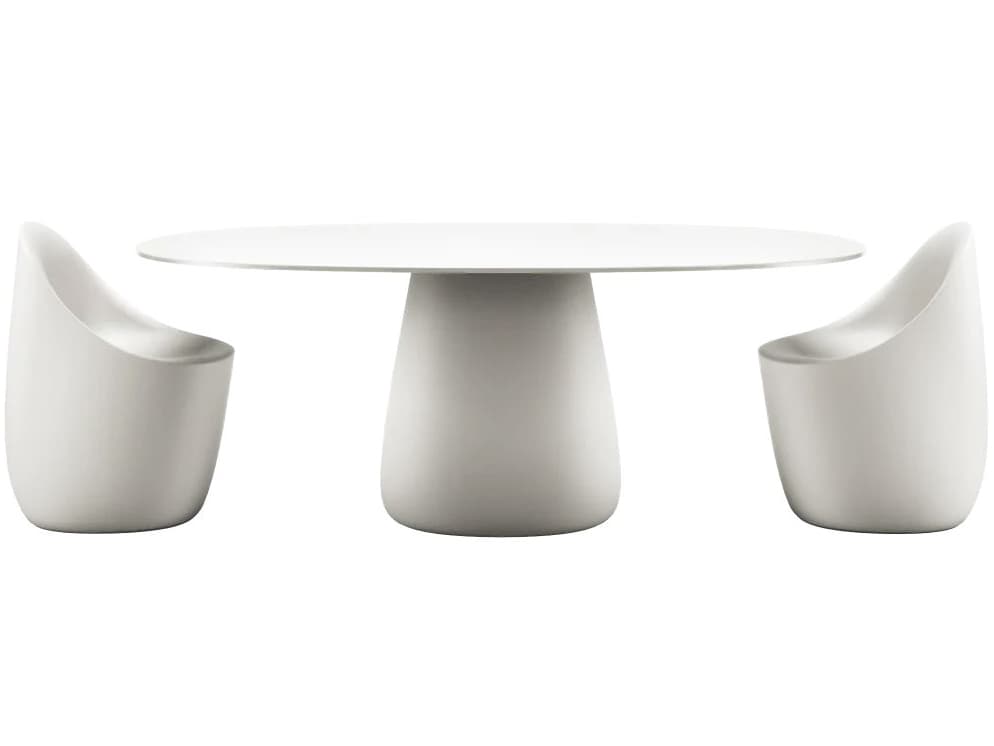 Qeeboo Outdoor Cobble White Warm Recycled Plastic Dining Set