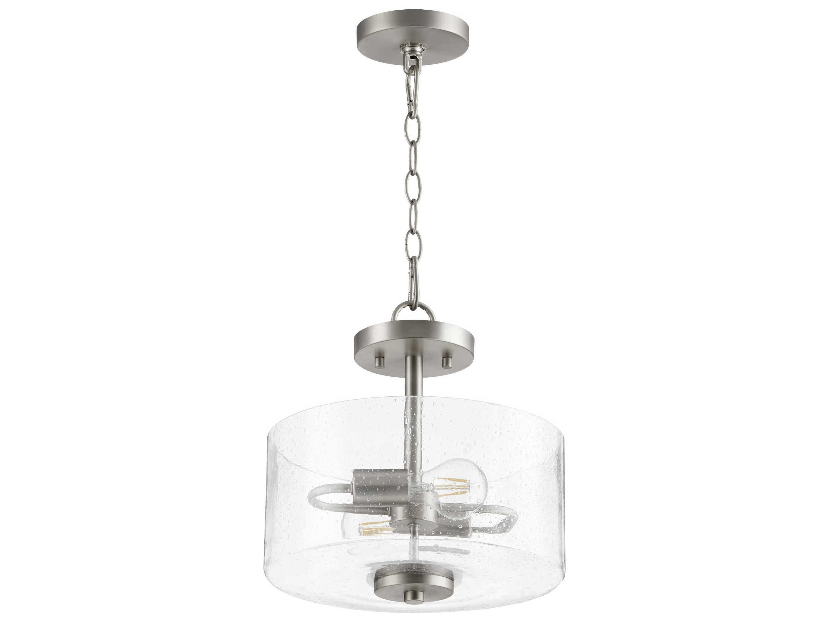 Quorum Dakota 2-Light Satin Nickel Drum Mini Pendant
