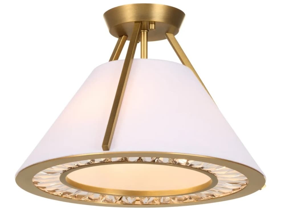 Quorum Gorham 3-Light Brushed Brass Semi Flush Mount