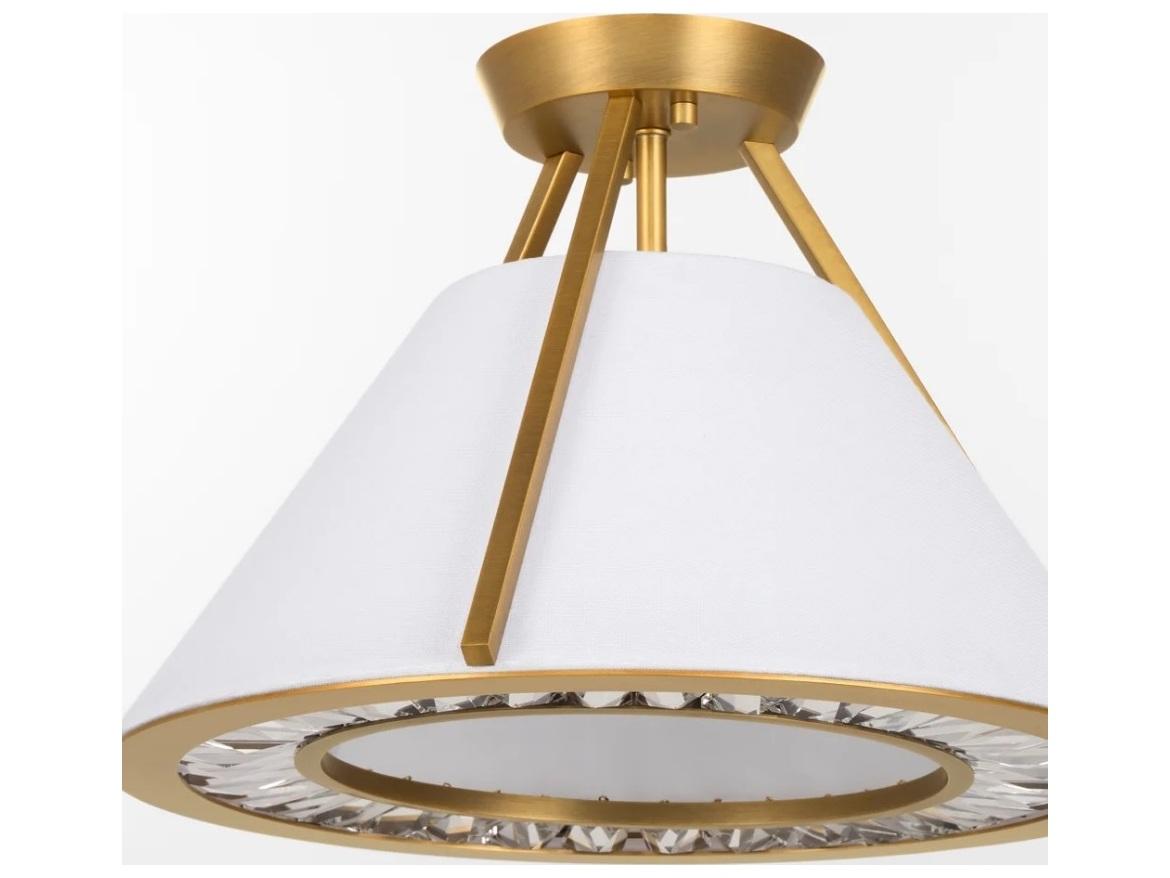 Quorum Gorham 3-Light Brushed Brass Semi Flush Mount