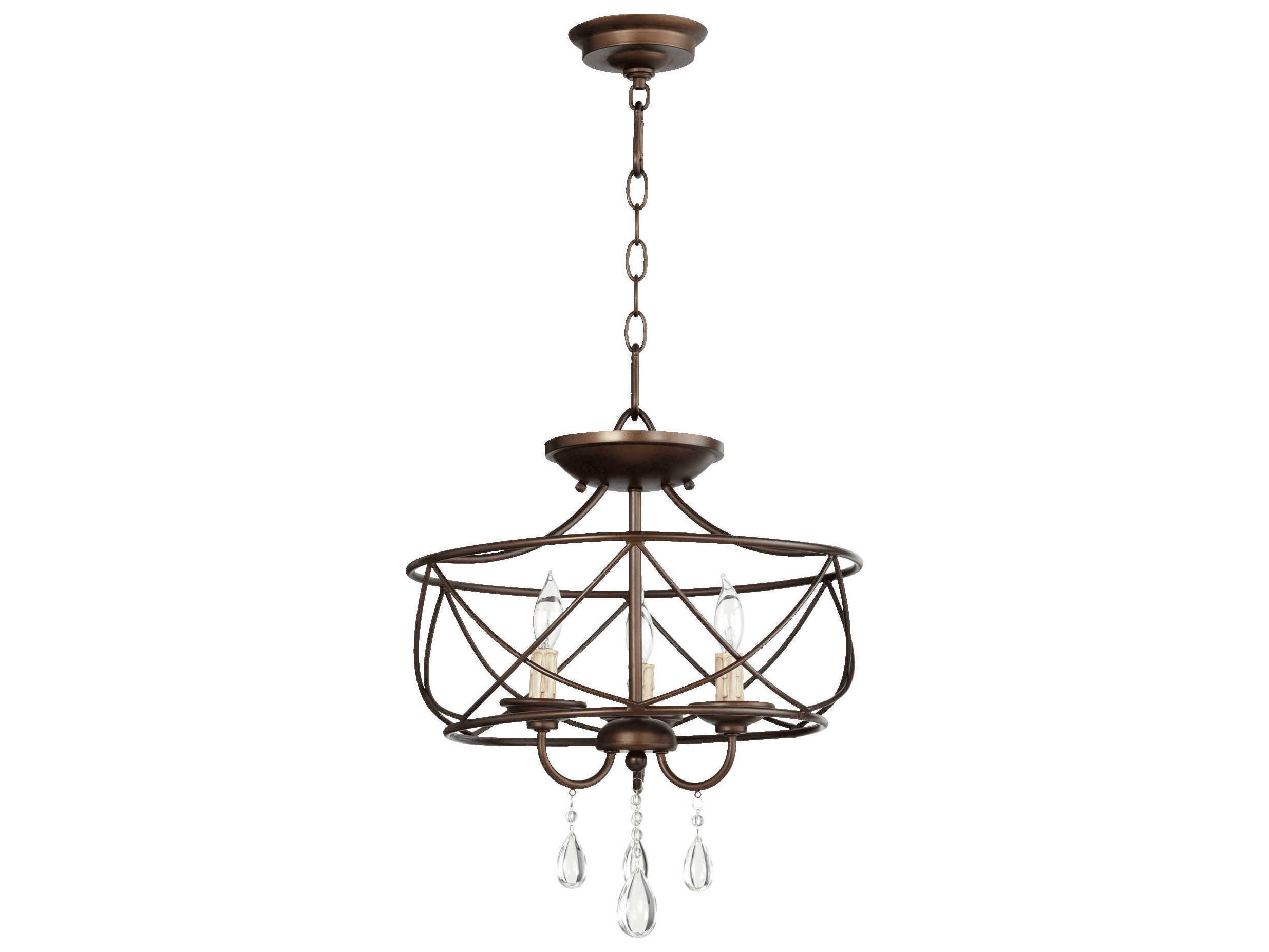 Quorum Cilia 3-Light Oiled Bronze Candelabra Chandelier