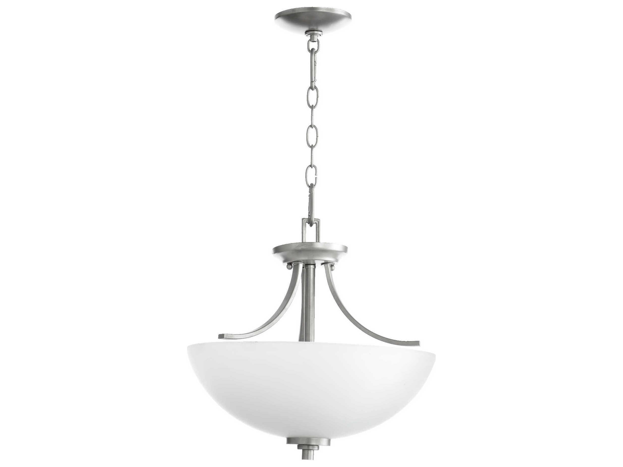 Quorum Reyes 3-Light Classic Nickel Glass Bowl Pendant