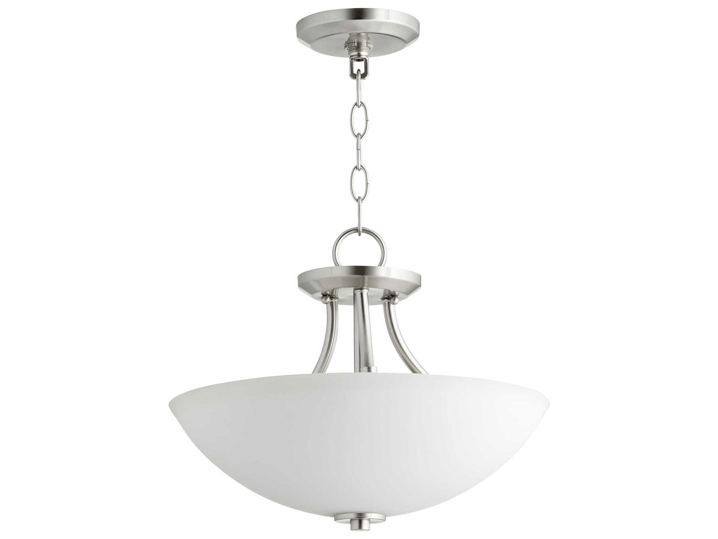 Quorum Barkley 3-Light Satin Nickel Glass Bowl Pendant
