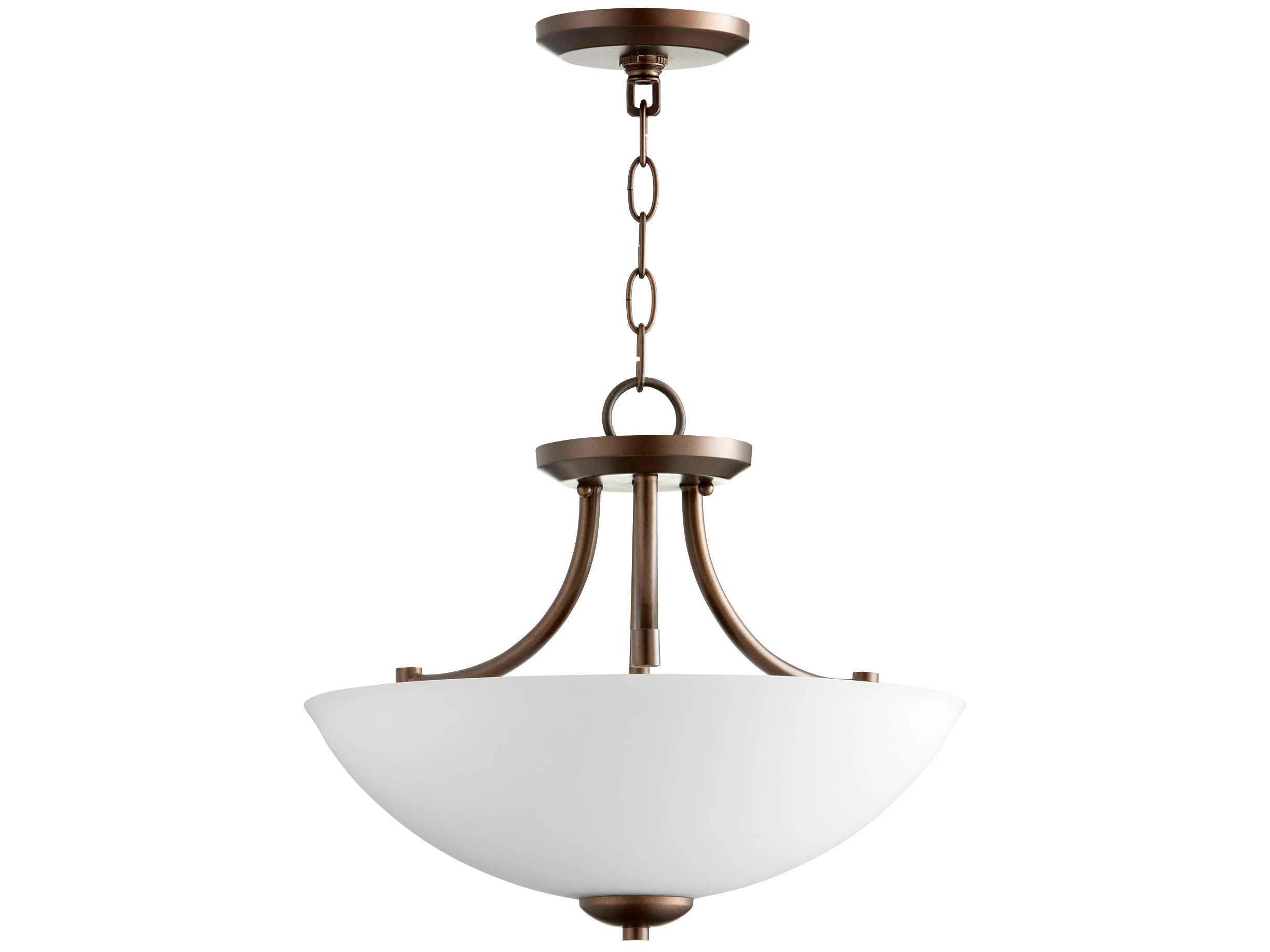 Quorum Barkley 3-Light Oiled Bronze Glass Bowl Pendant