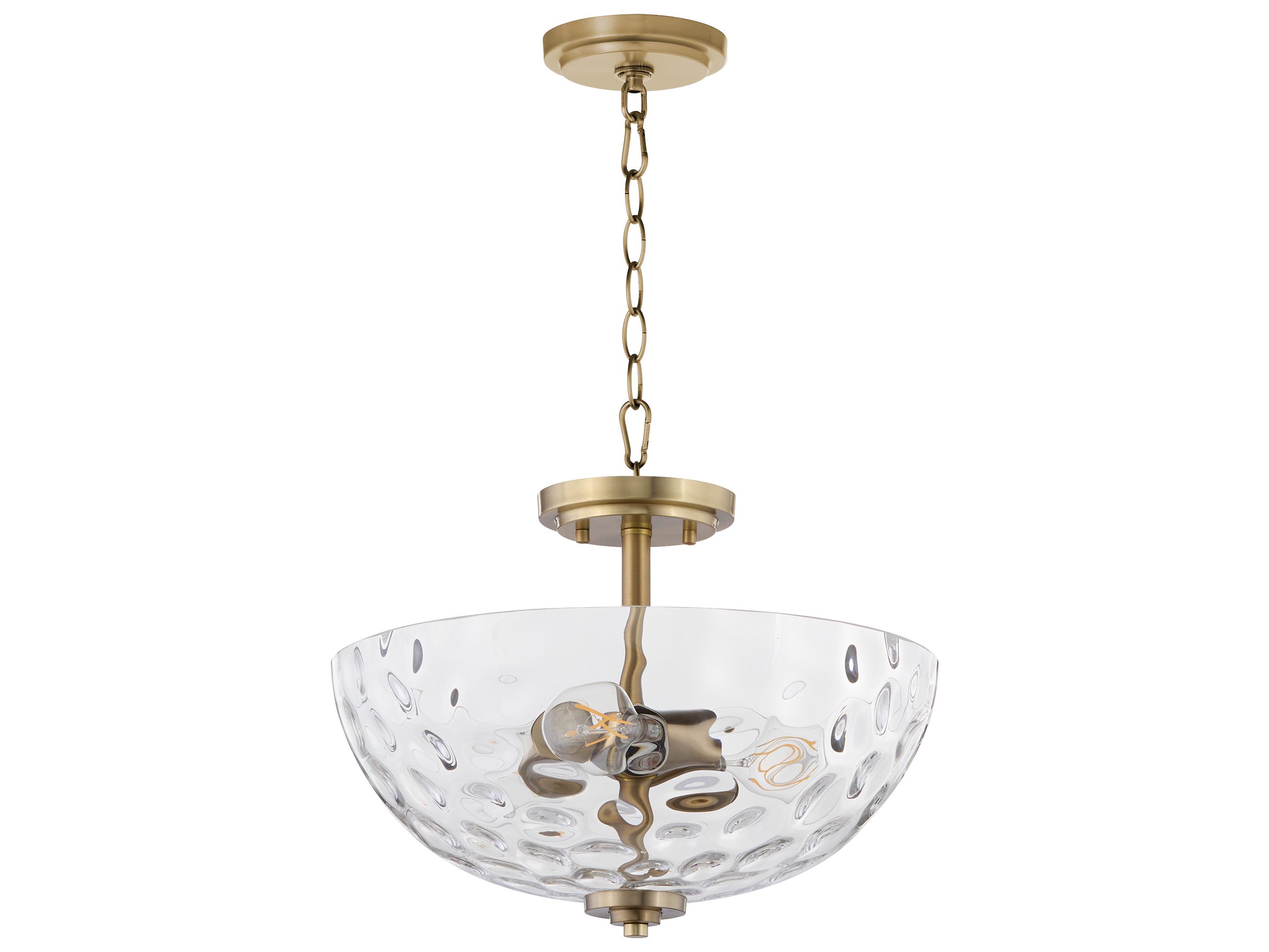 Quorum Adams 3-Light Aged Brass Bowl Pendant
