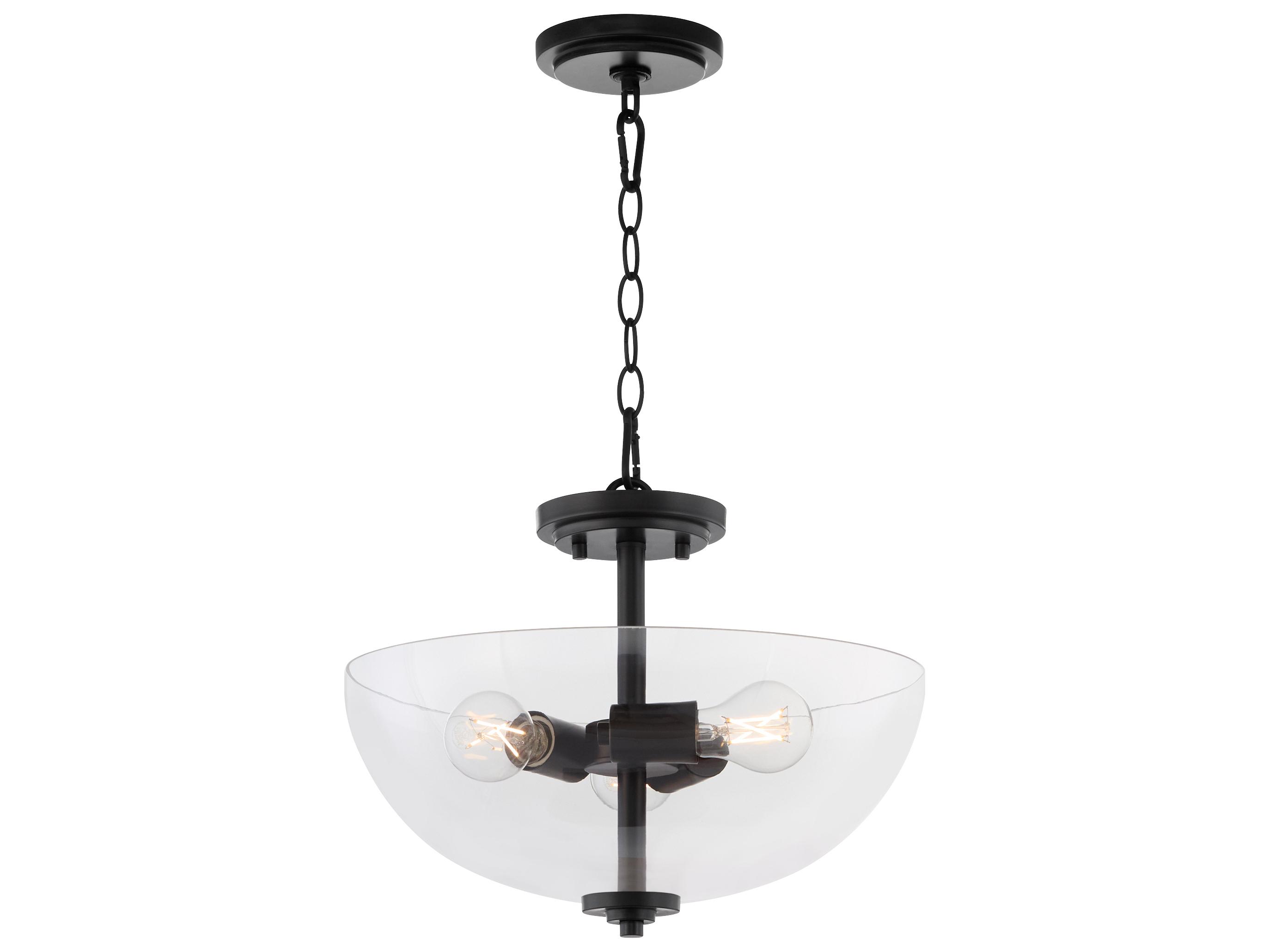 Quorum Adams 3-Light Matte Black Bowl Pendant