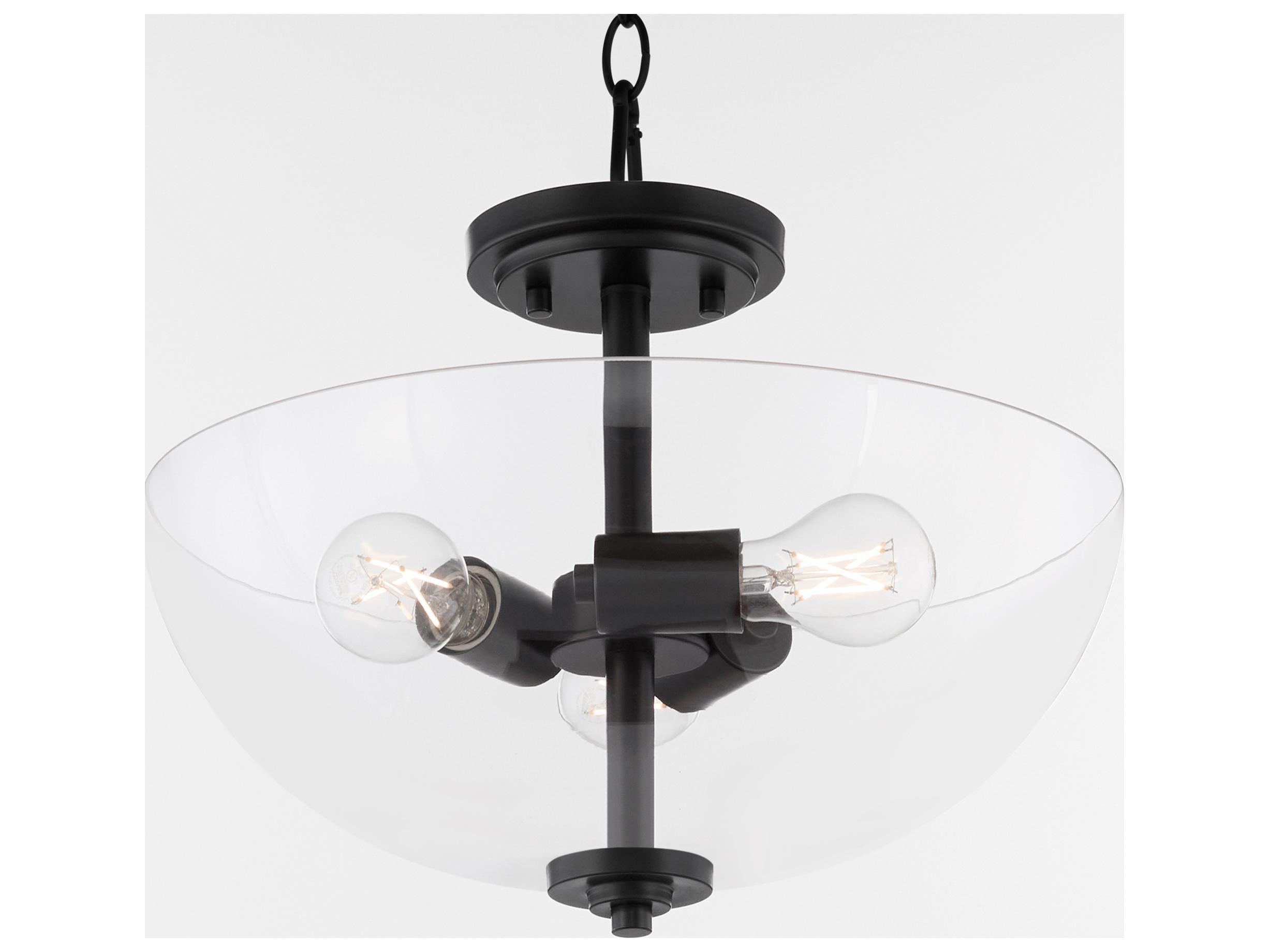 Quorum Adams 3-Light Matte Black Bowl Pendant