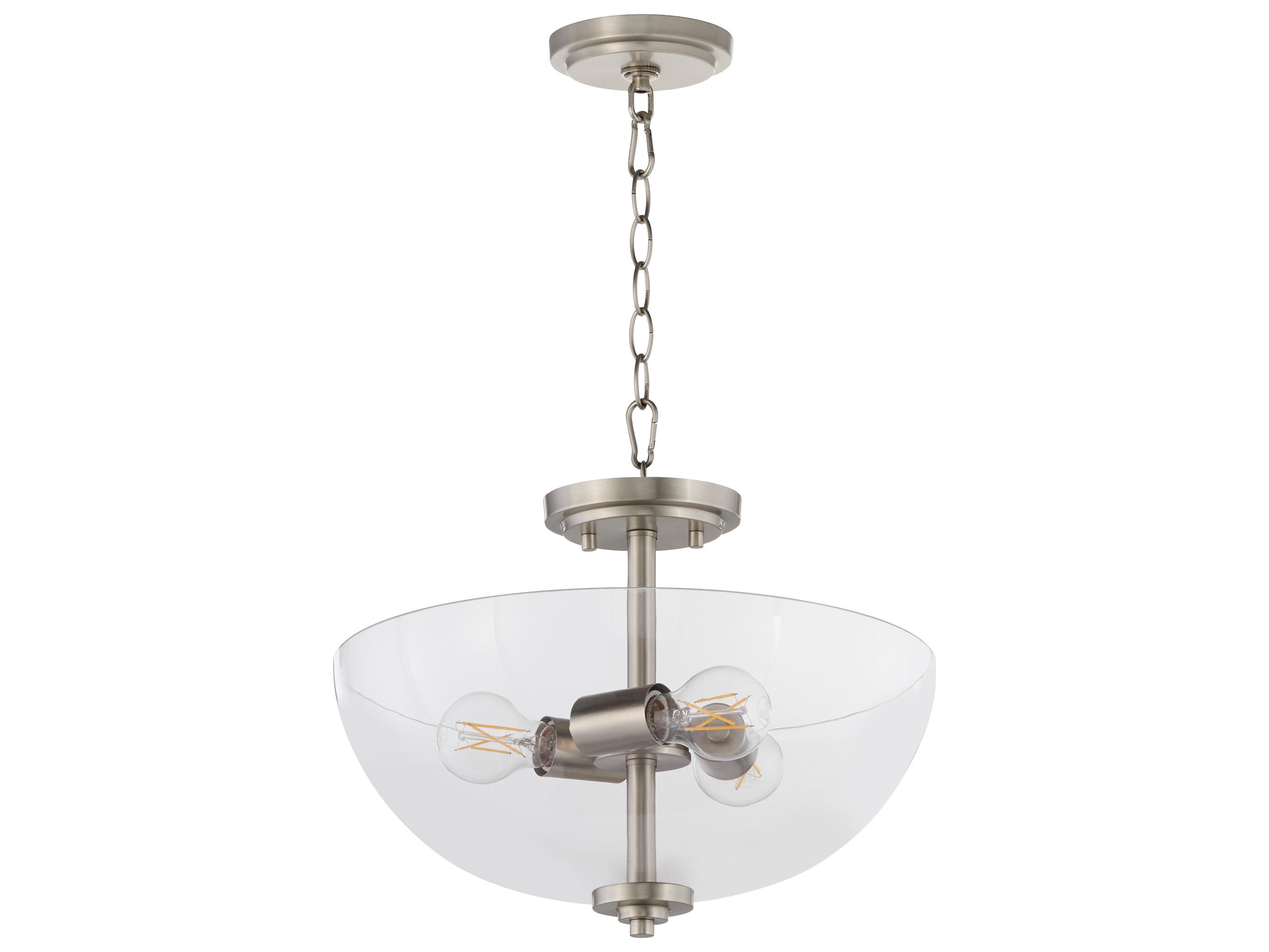 Quorum Adams 3-Light Satin Nickel Bowl Pendant