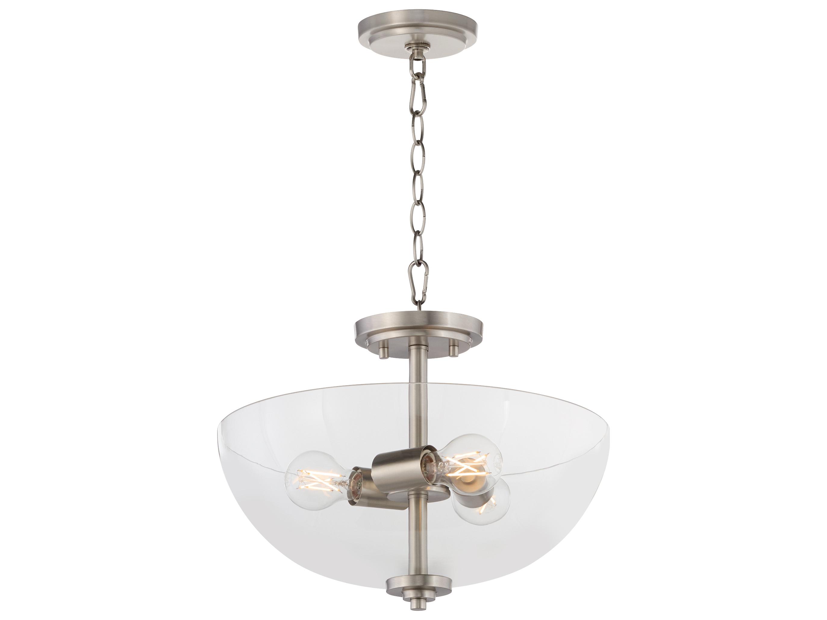 Quorum Adams 3-Light Satin Nickel Bowl Pendant