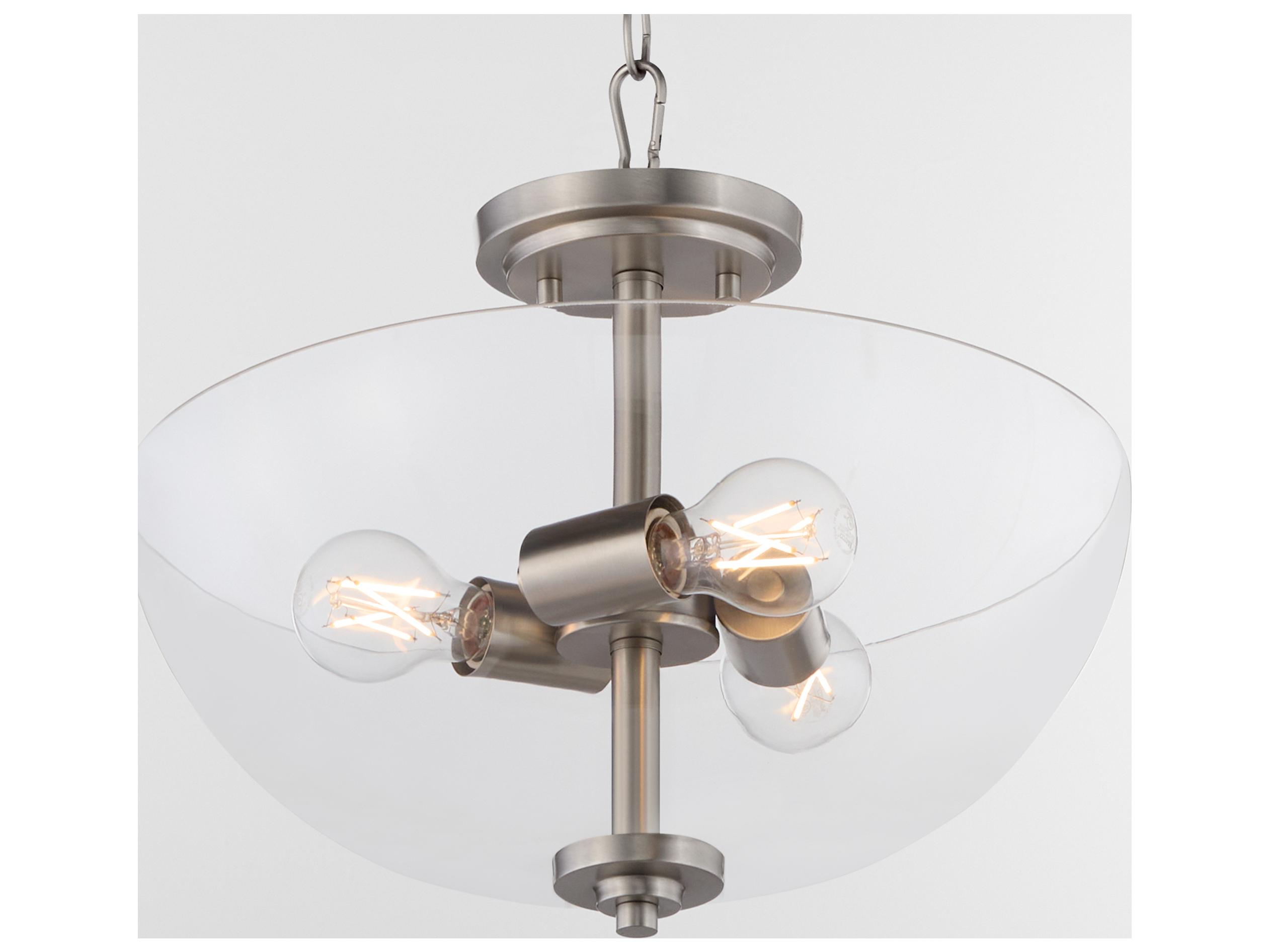 Quorum Adams 3-Light Satin Nickel Bowl Pendant