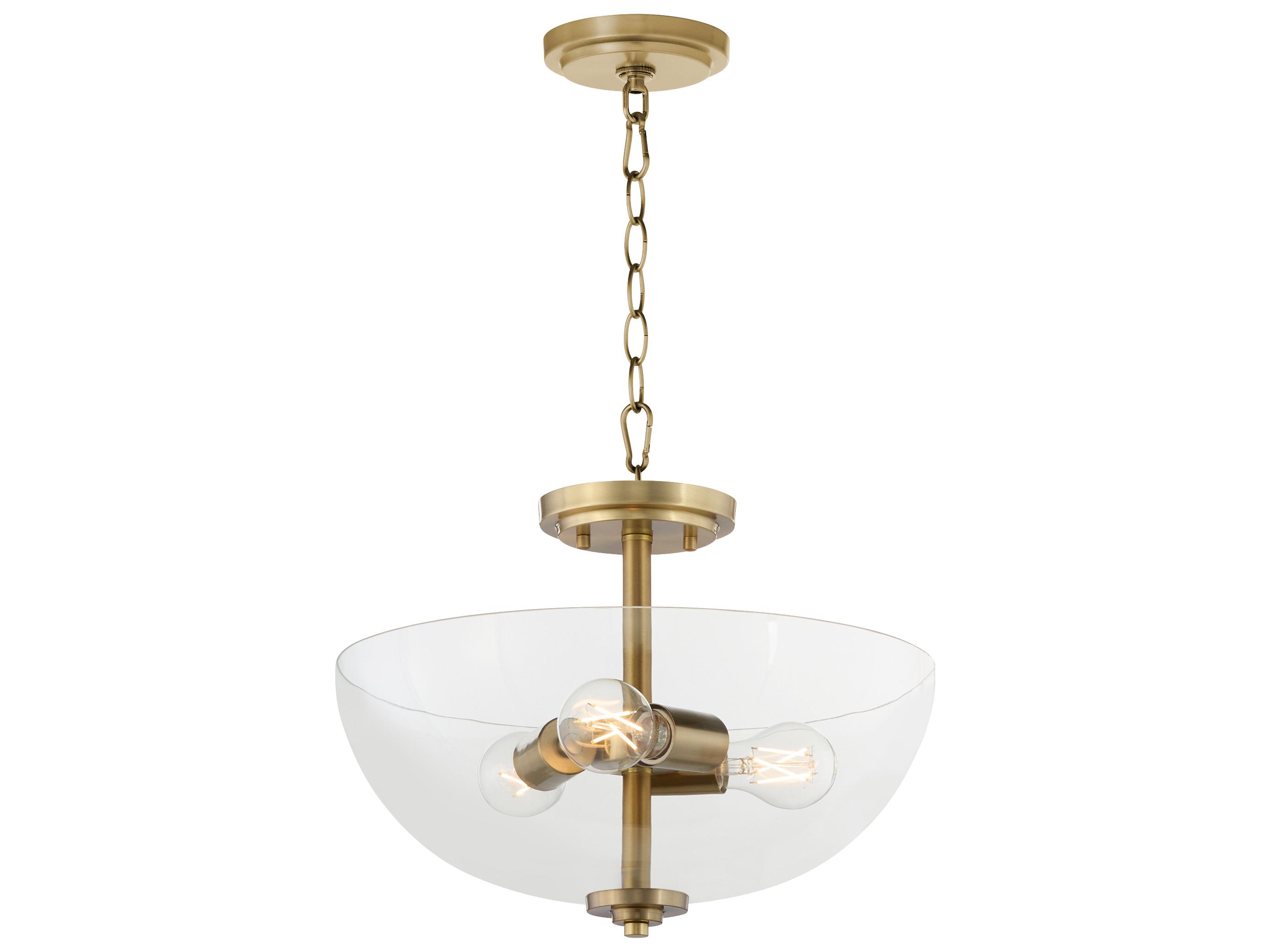 Quorum Adams 3-Light Aged Brass Bowl Pendant