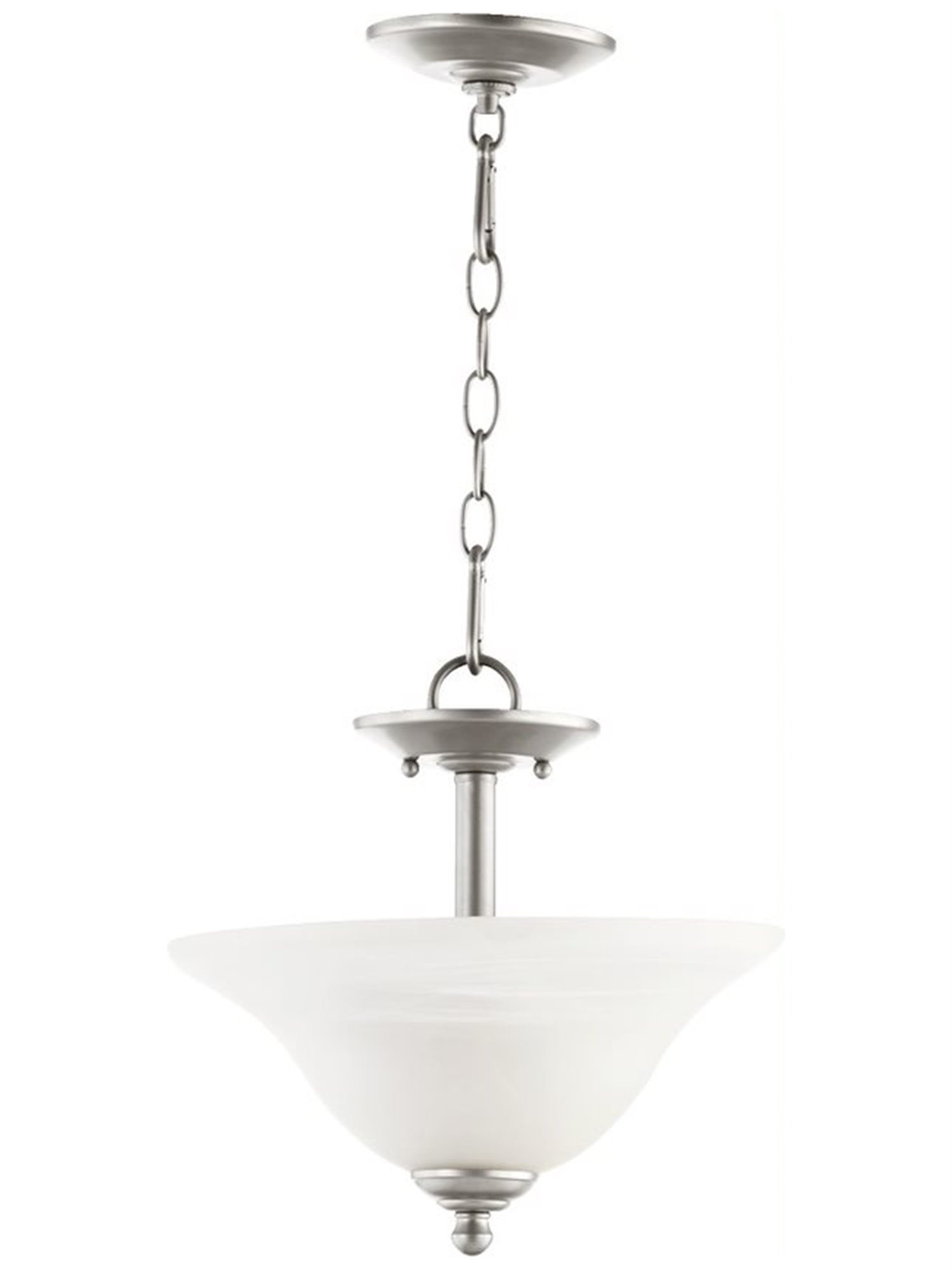 Quorum Spencer 2-Light Classic Nickel Glass Bell Pendant