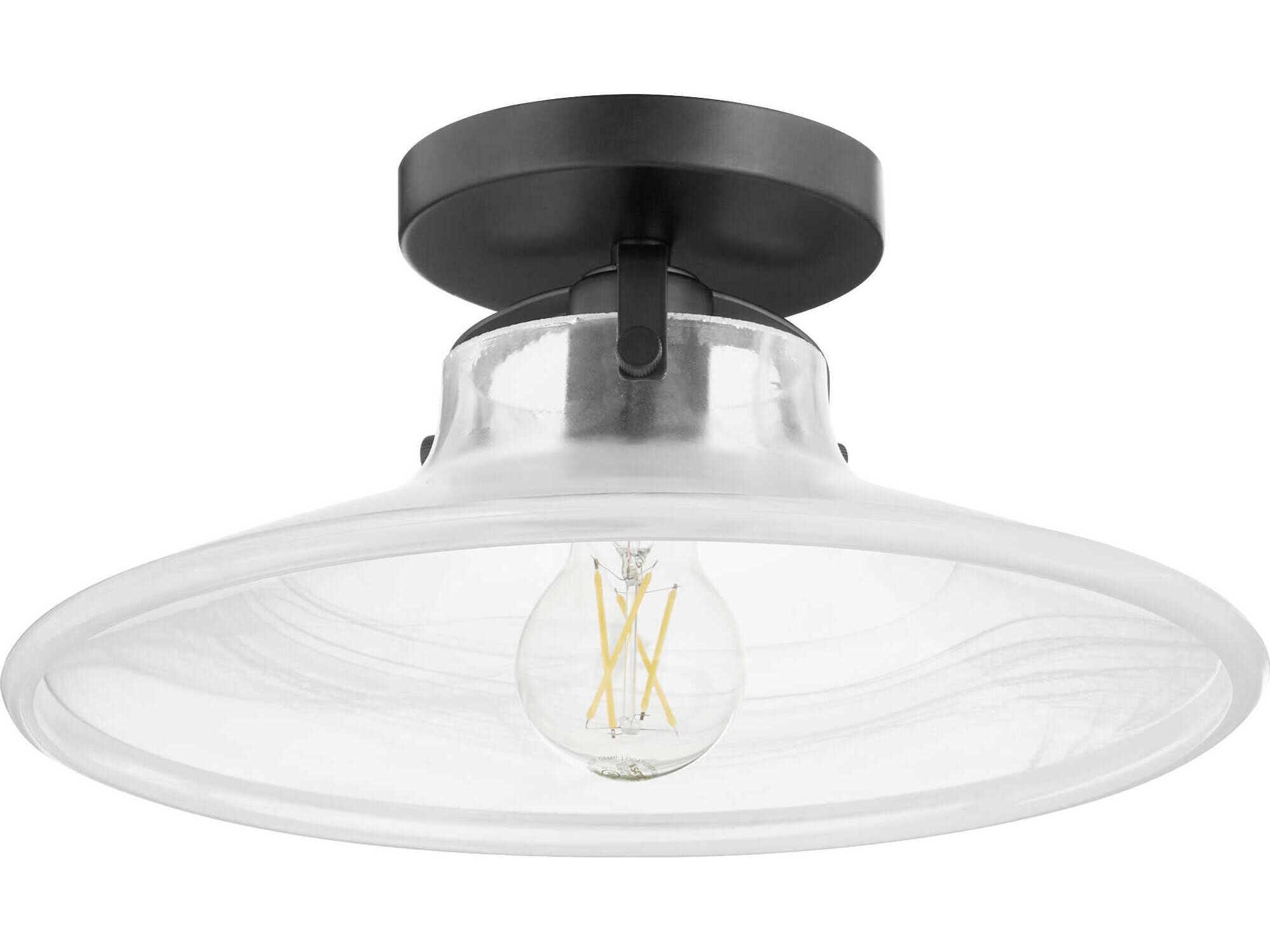 Quorum 1-Light Matte Black Round Semi Flush Mount