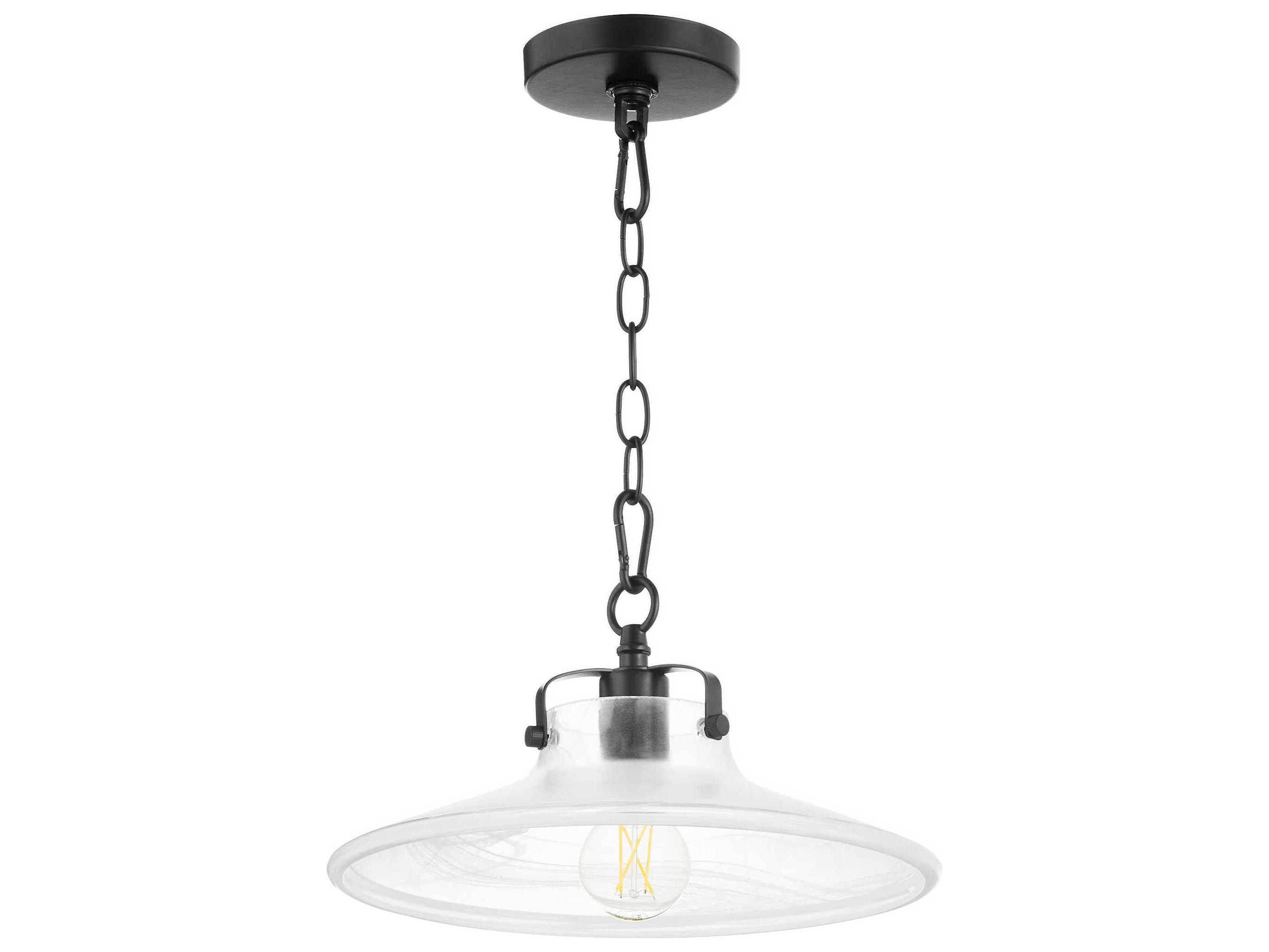 Quorum 1-Light Matte Black Round Semi Flush Mount