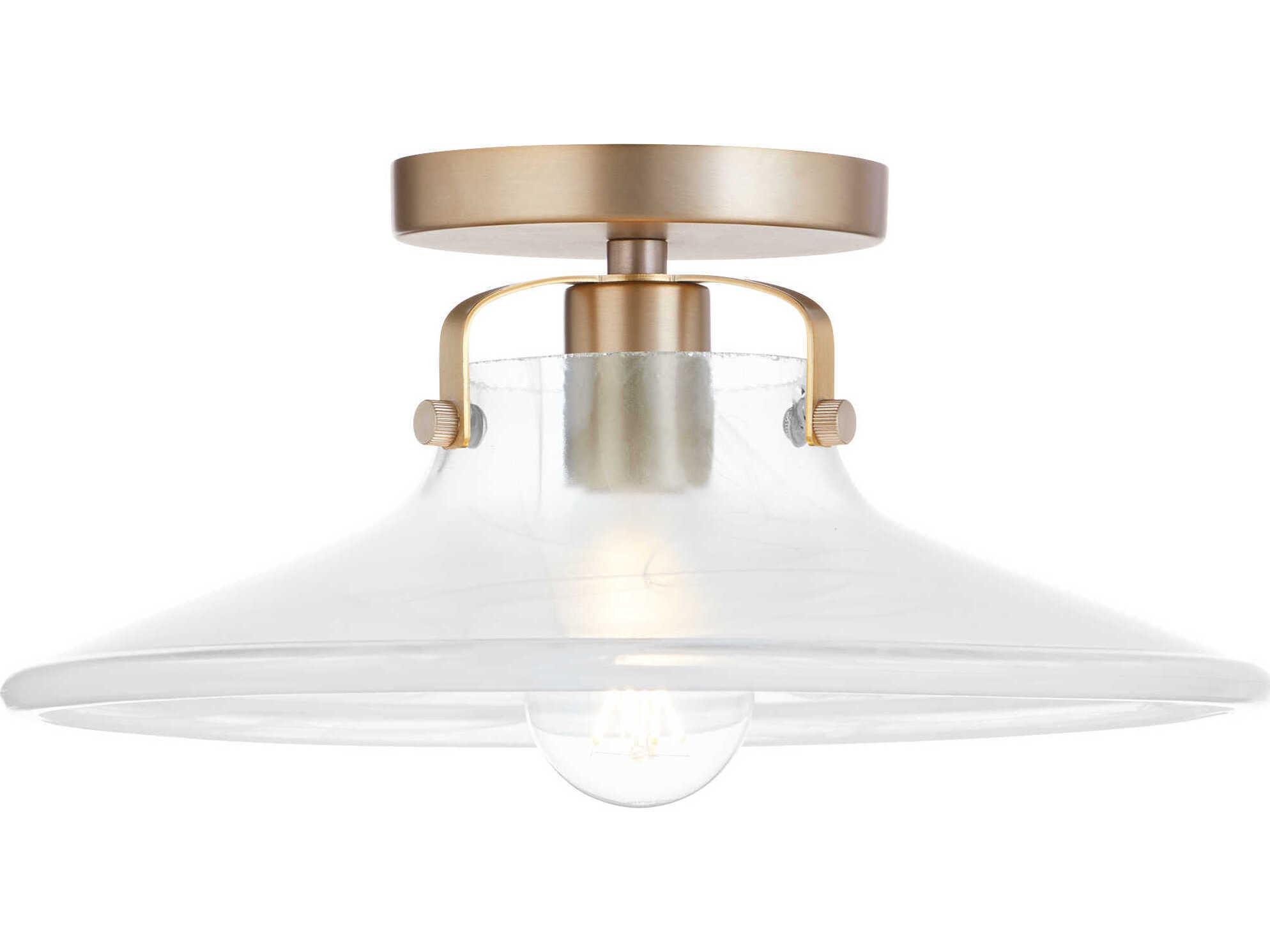 Quorum 1-Light Aged Brass Round Semi Flush Mount