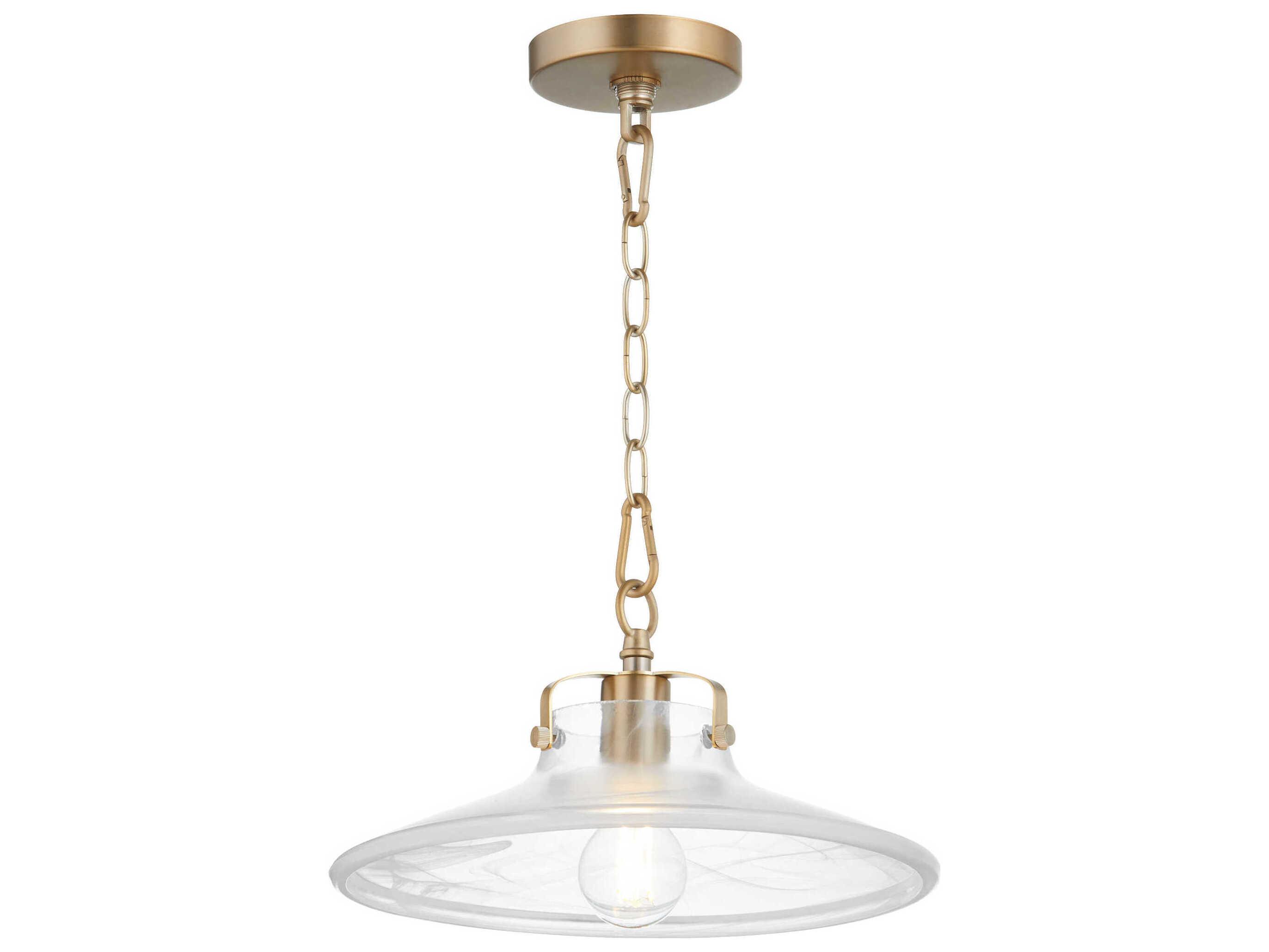 Quorum 1-Light Aged Brass Round Semi Flush Mount