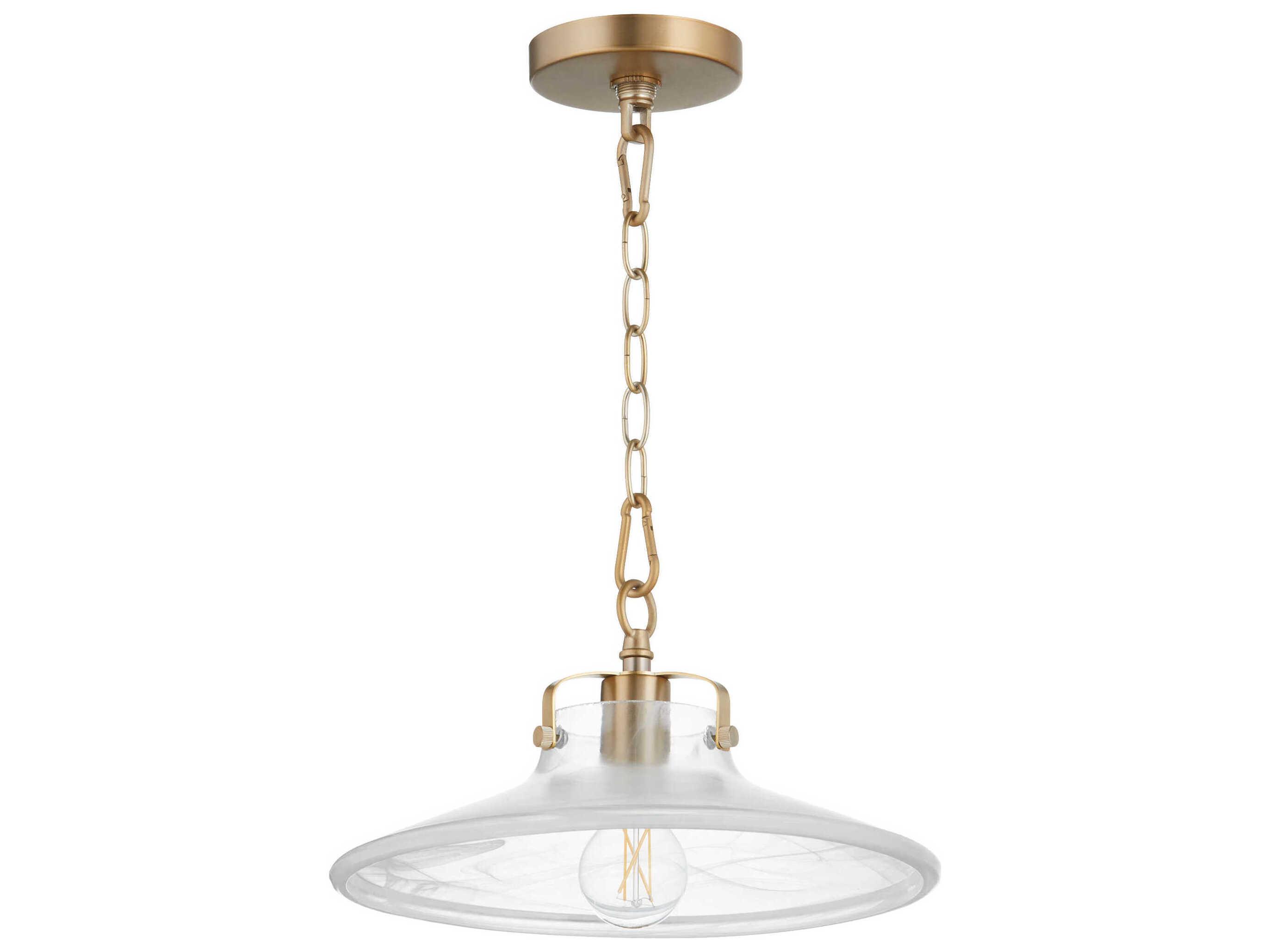 Quorum 1-Light Aged Brass Round Semi Flush Mount