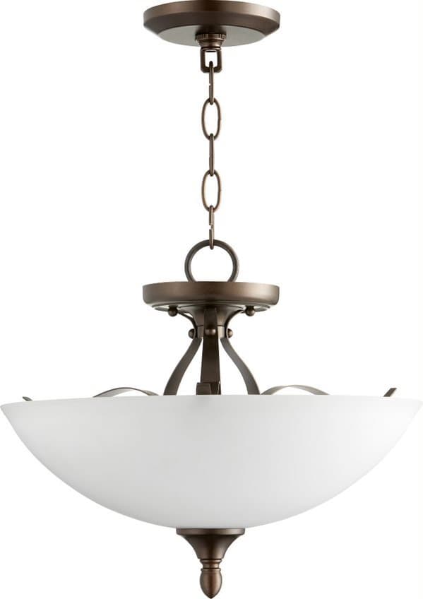 Quorum Jardin 3-Light Oiled Bronze Glass Bowl Pendant