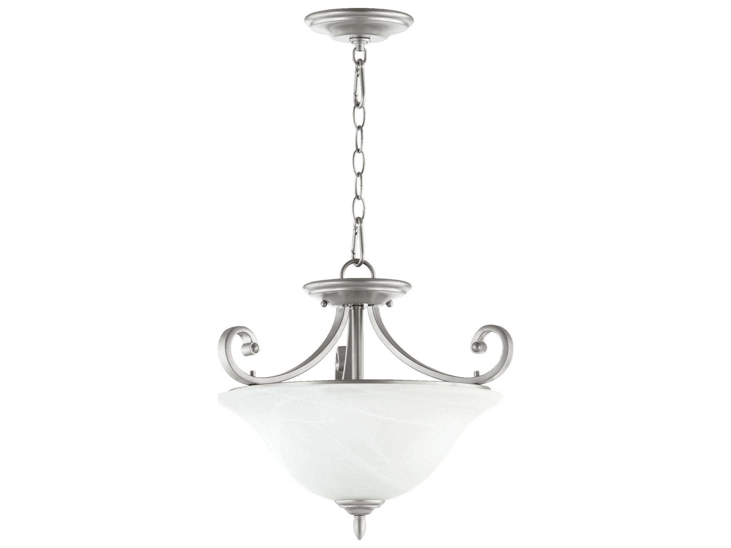 Quorum Bryant 3-Light Classic Nickel Glass Bowl Pendant