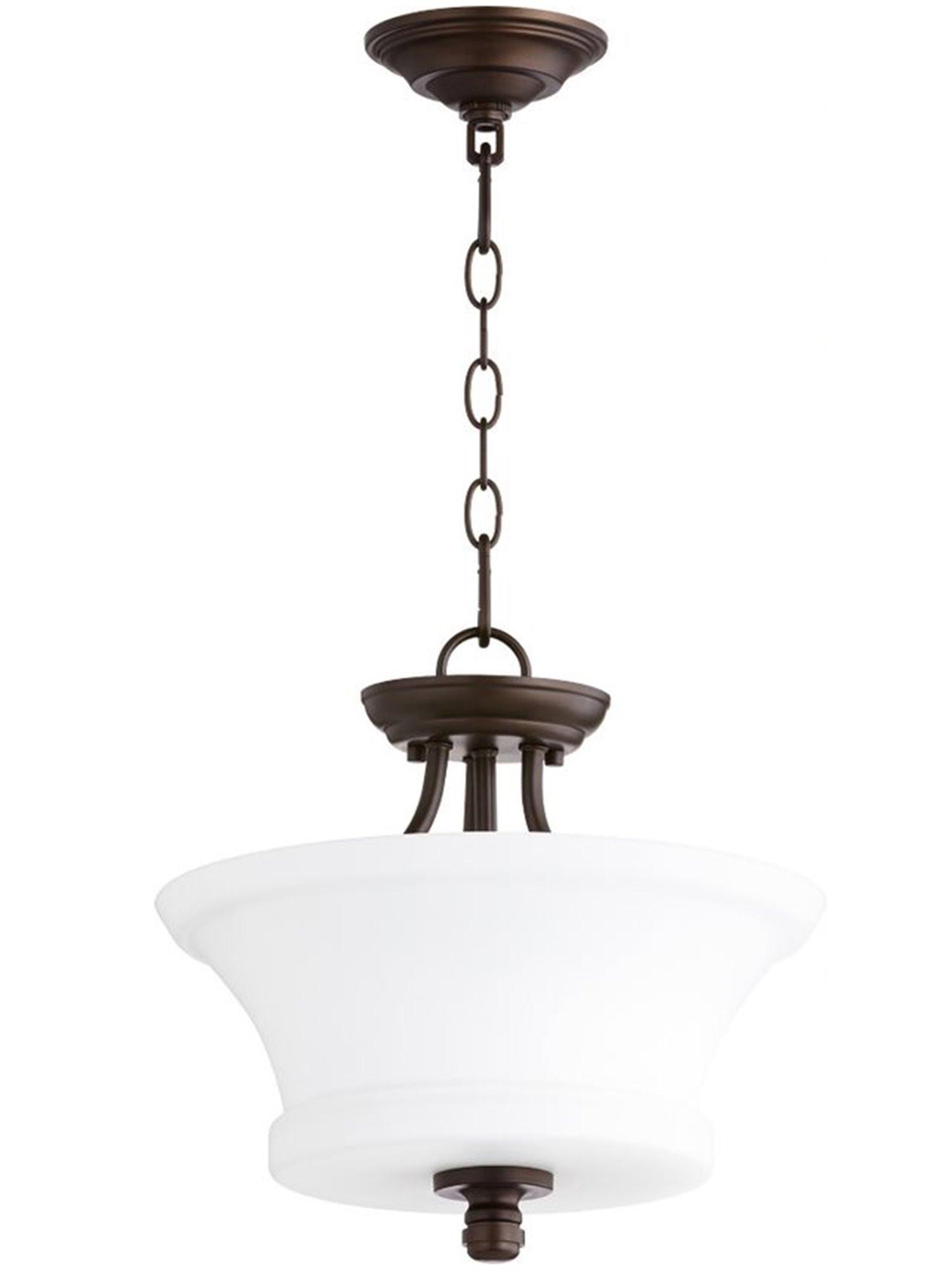 Quorum Rossington 2-Light Oiled Bronze Glass Empire Pendant