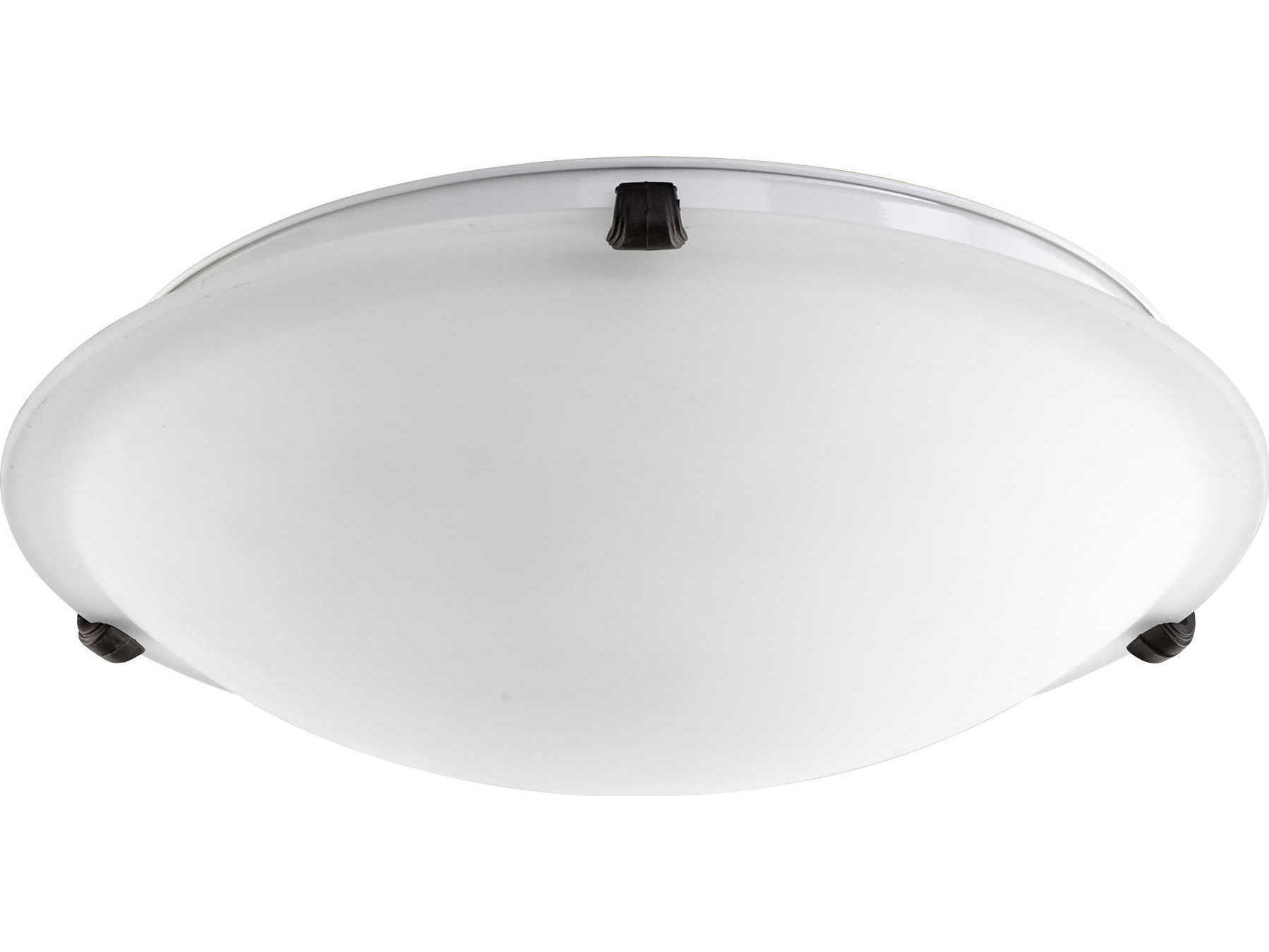 Quorum 3-Light Oiled Bronze Glass Bowl Flush Mount