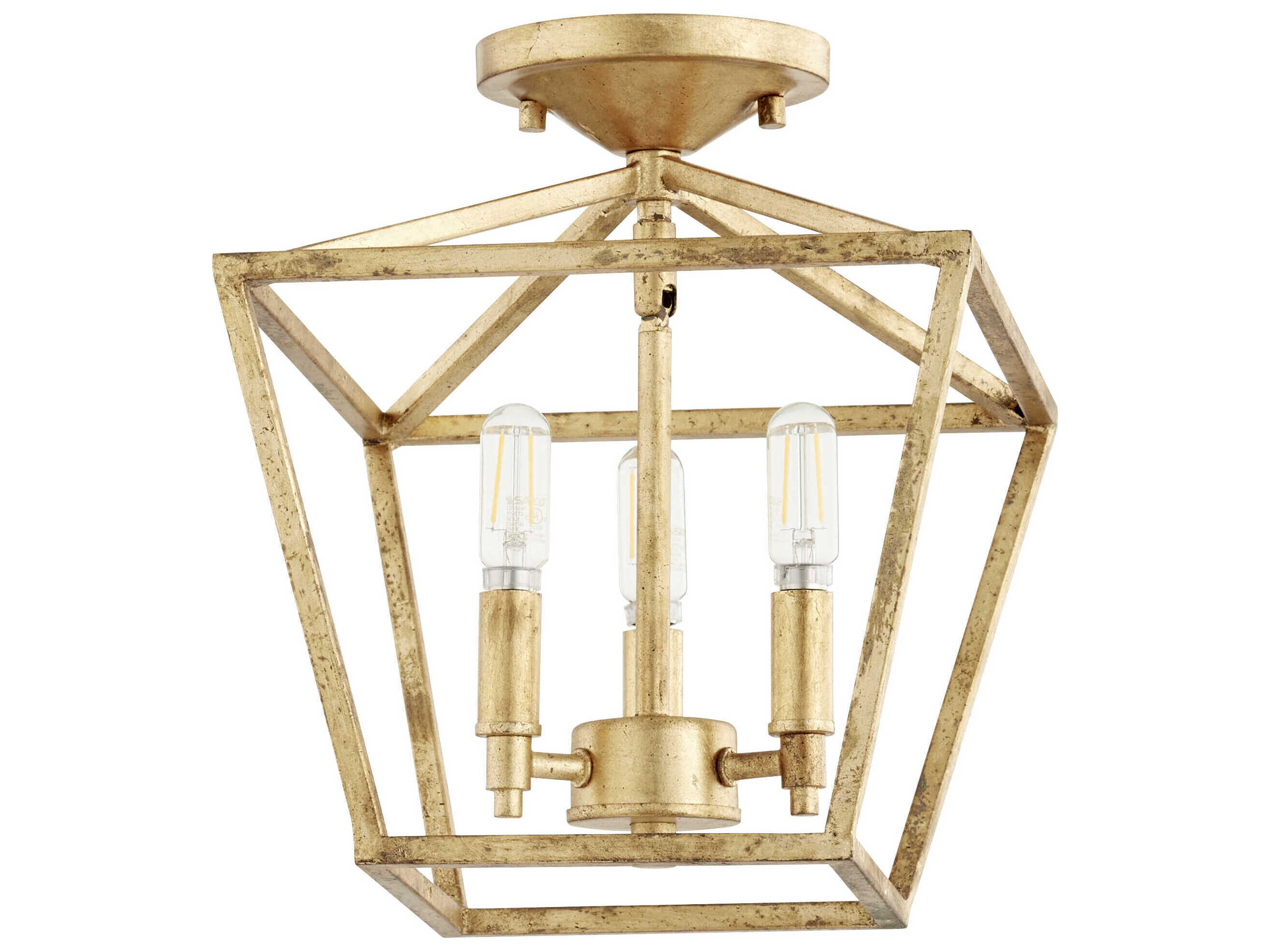 Quorum Gabriel 3-Light Gold Leaf Semi Flush Mount