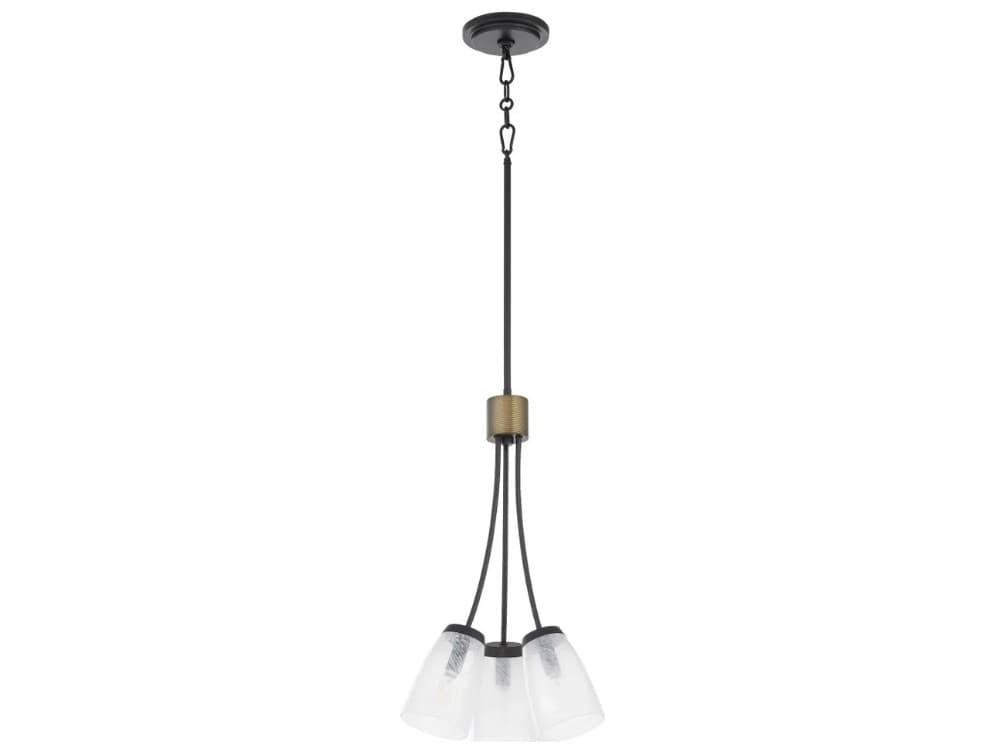 Quorum Arpeggio 3-Light Steel Glass Black Cylinder Pendant