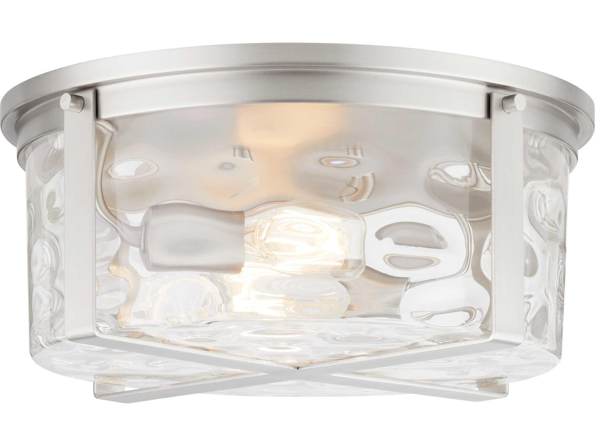 Quorum Steinway 2-Light Satin Nickel Glass Flush Mount