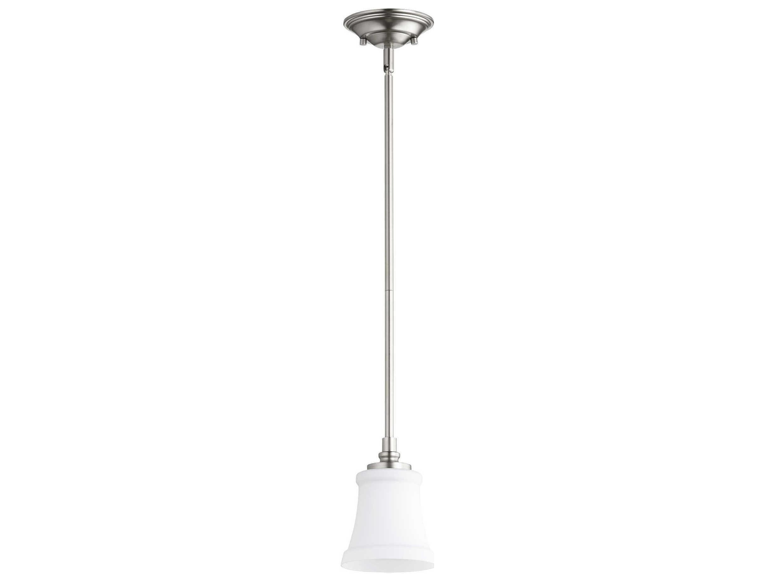 Quorum Rossington 1-Light Satin Nickel White Glass Mini Pendant