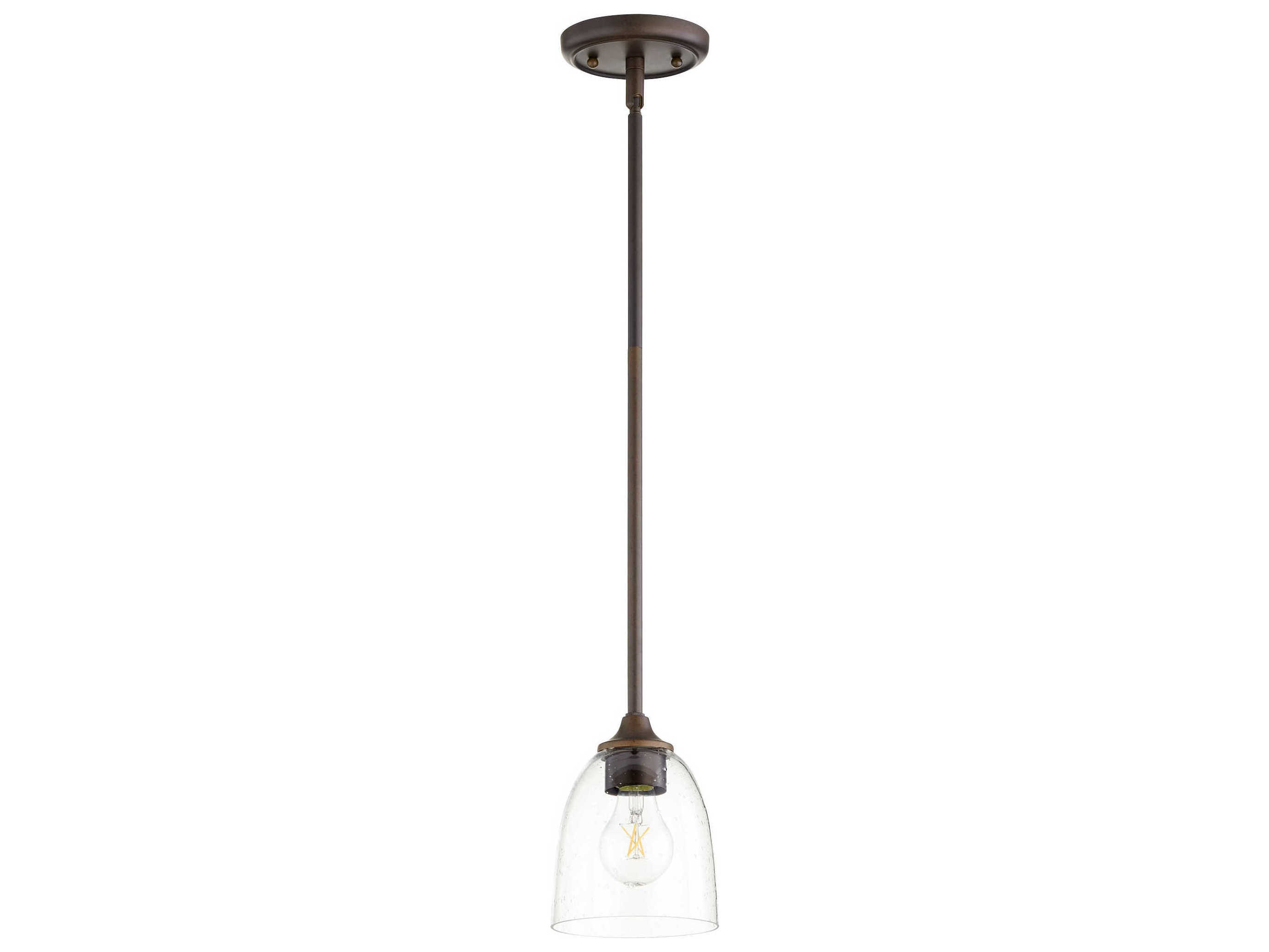 Quorum Jardin 1-Light Oiled Bronze With Clear Seeded Glass Bell Mini Pendant