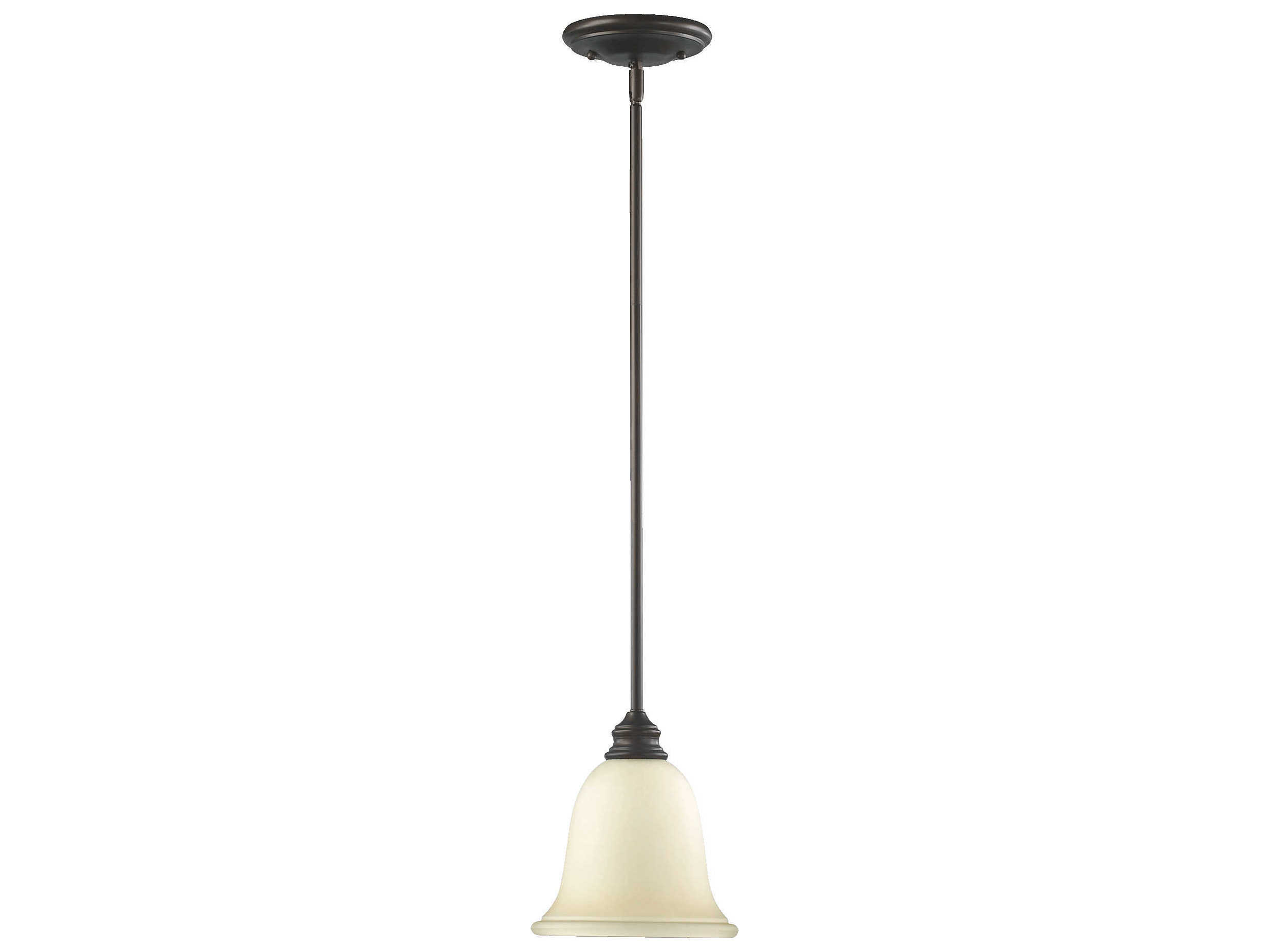 Quorum Bryant 1-Light Oiled Bronze Glass Bell Mini Pendant
