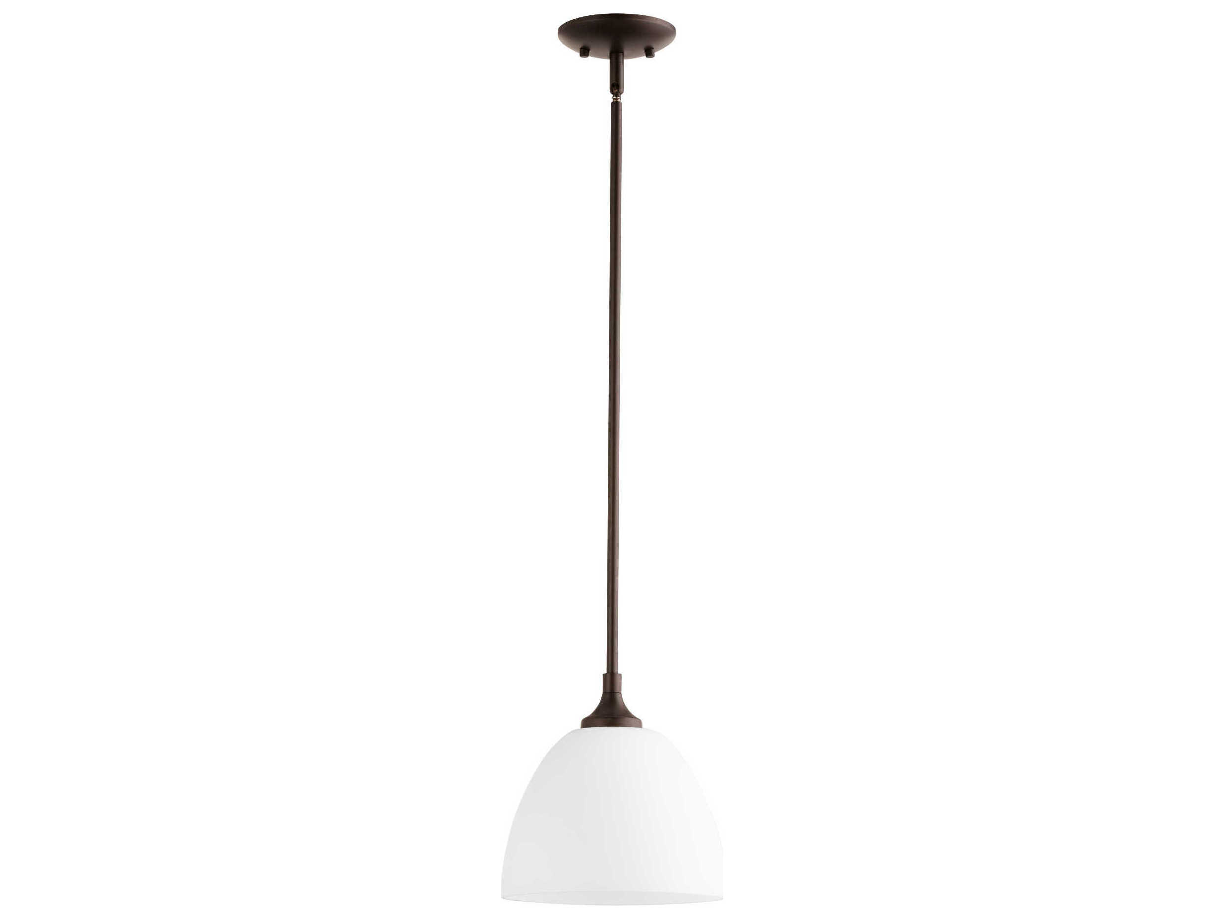 Quorum Enclave 1-Light Oiled Bronze Glass Bell Mini Pendant