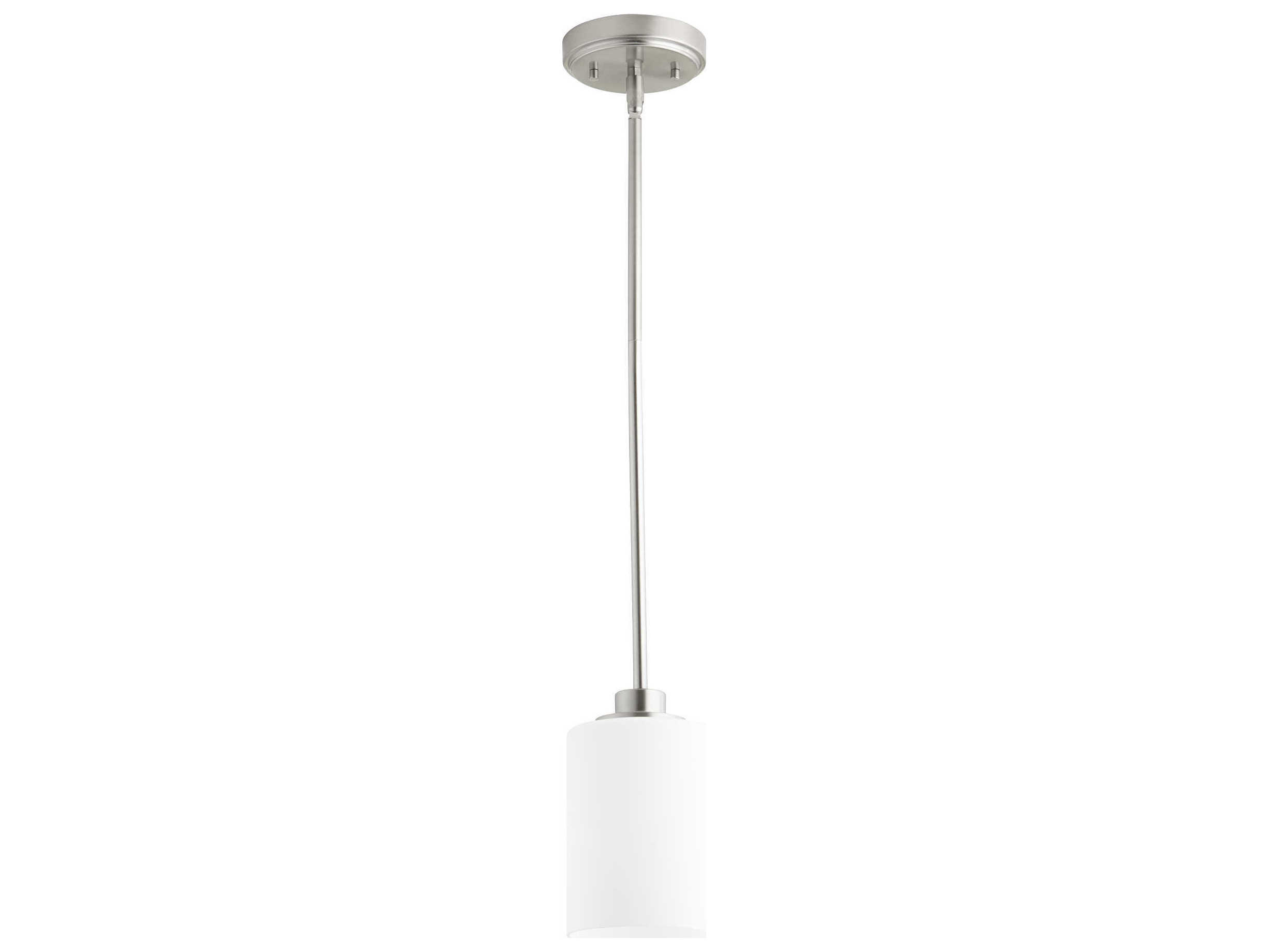Quorum Lancaster 1-Light Satin Nickel Glass Cylinder Mini Pendant