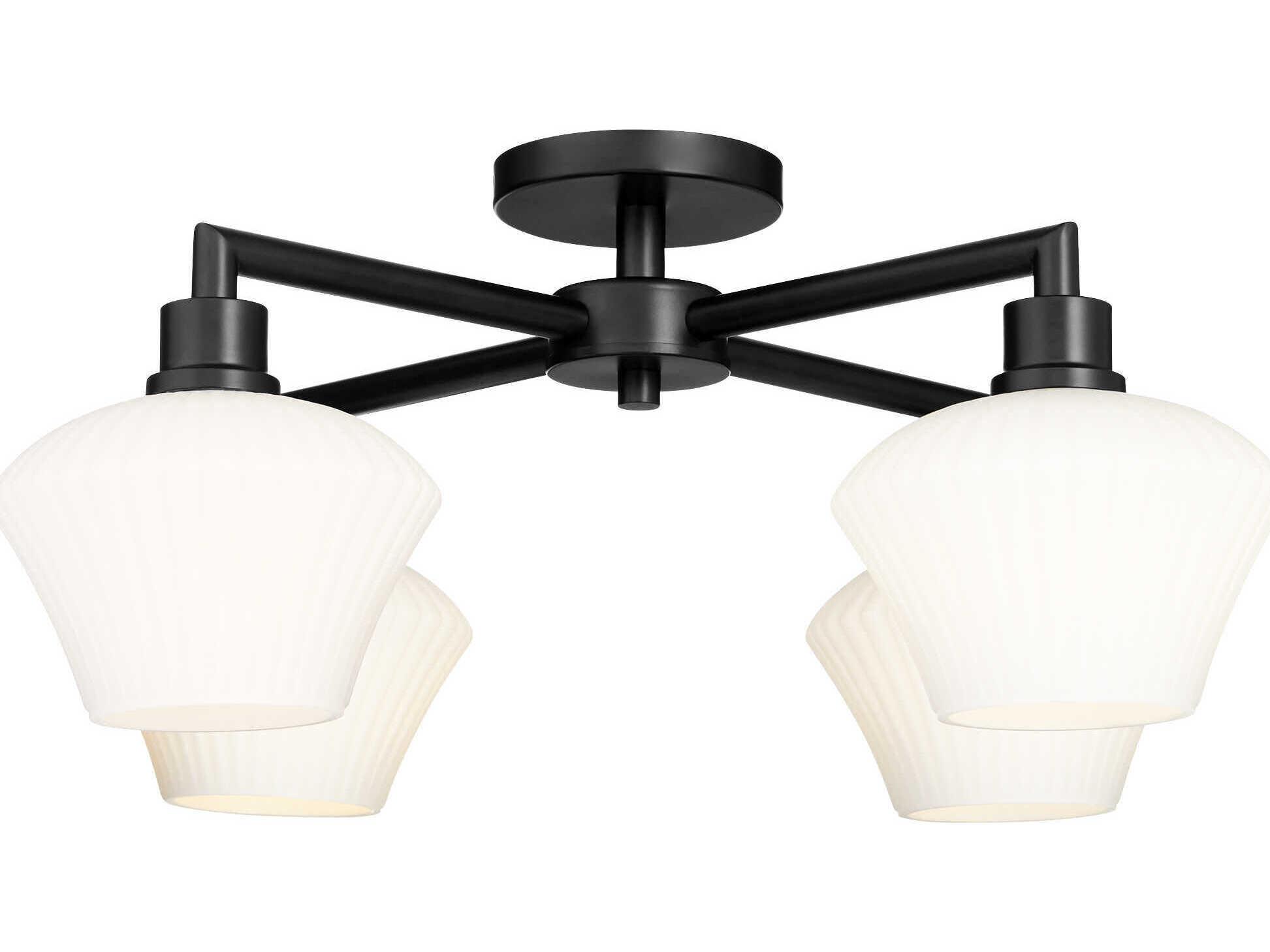 Quorum Cassini 4-Light Matte Black Semi Flush Mount
