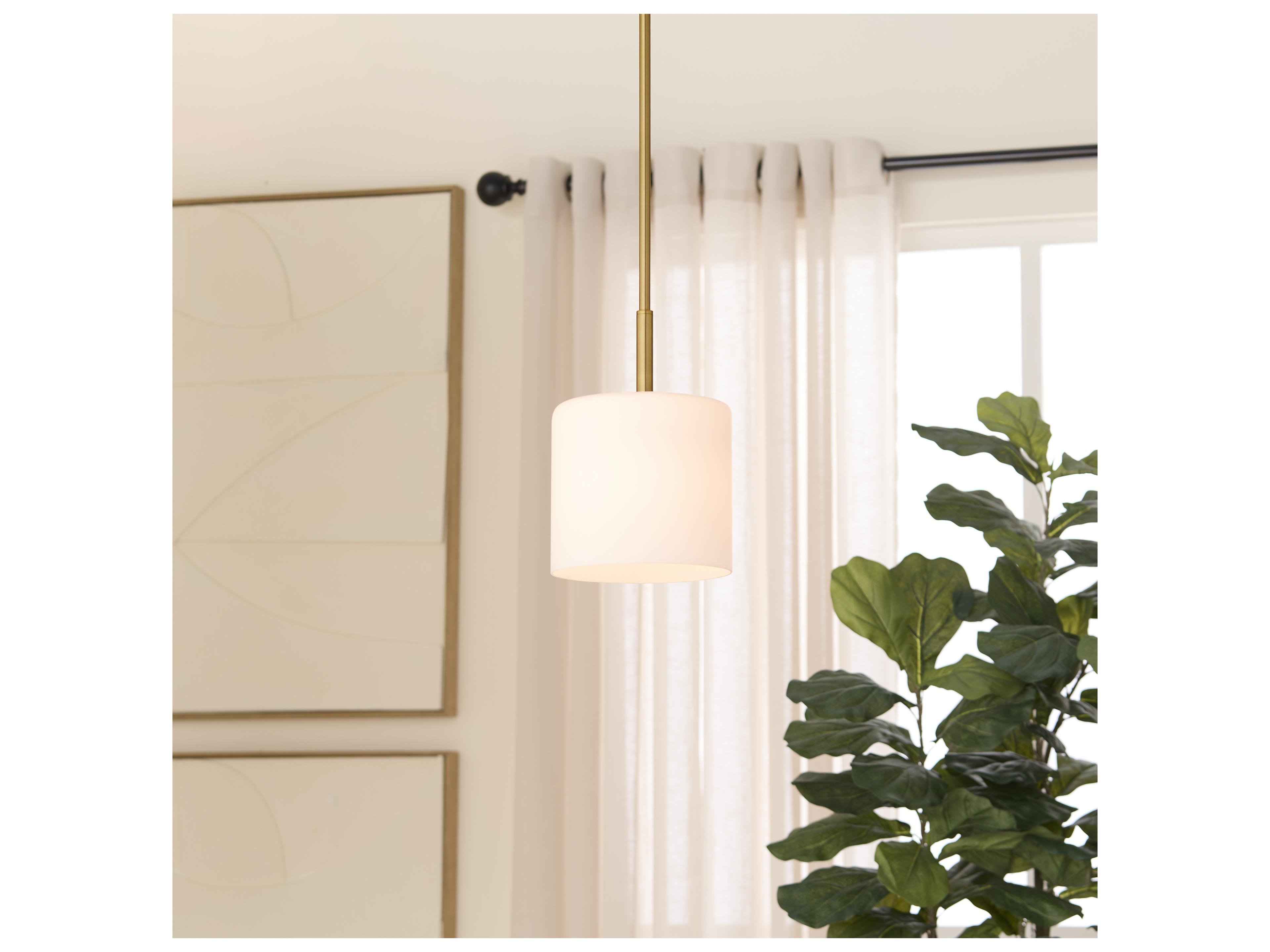 Quorum Rutherford 1-Light Brushed Brass Cylinder Mini Pendant