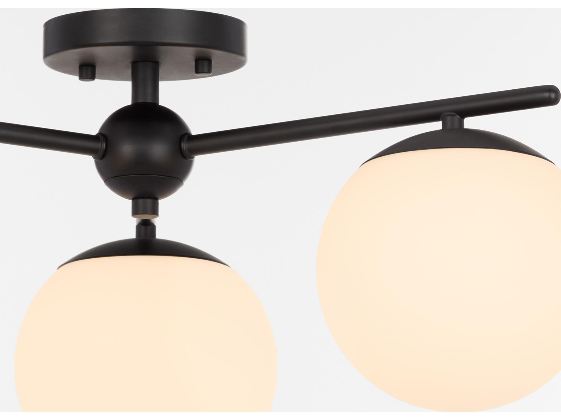 Quorum Jasper 3-Light Matte Black Globe Semi Flush Mount