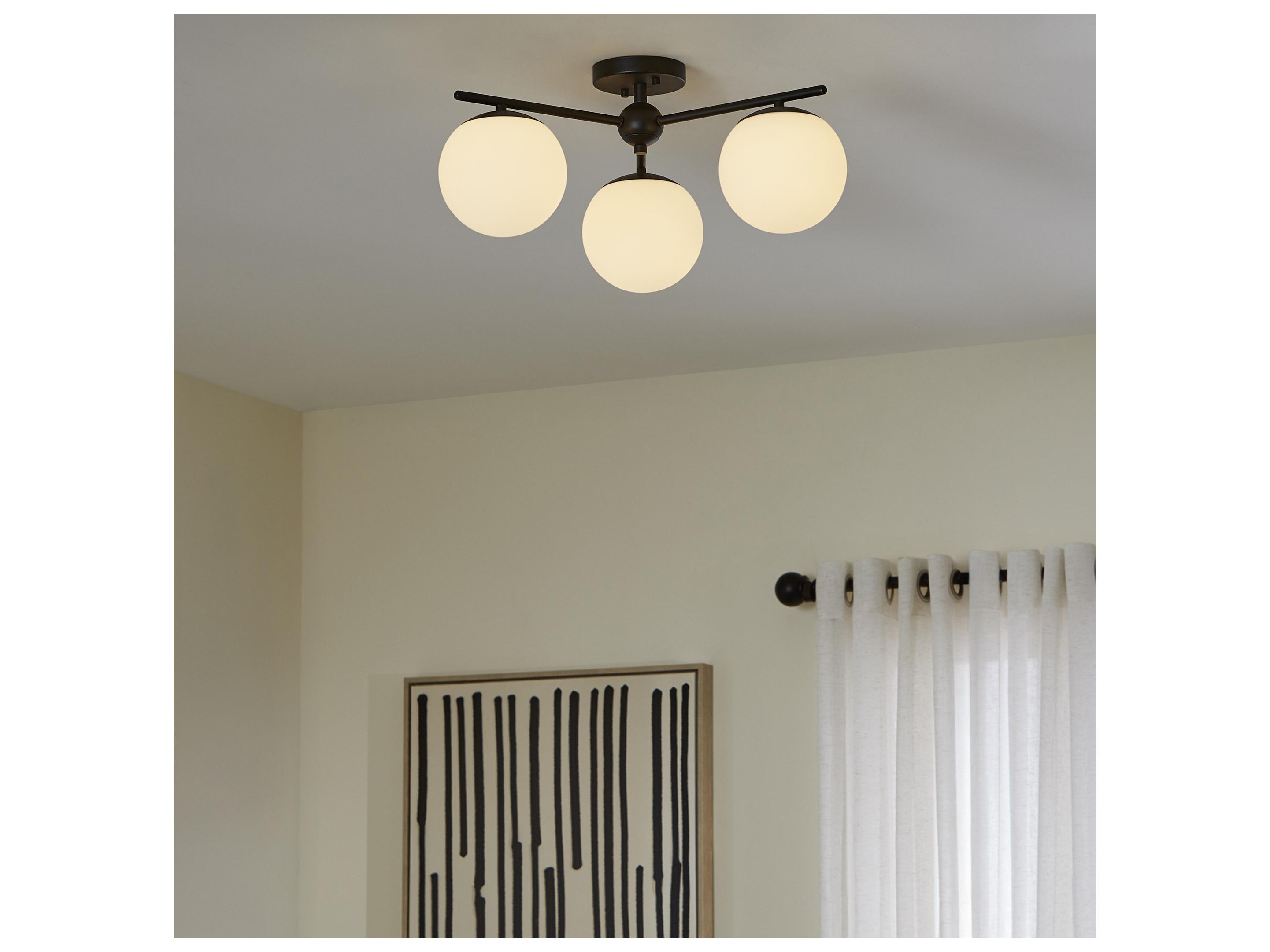 Quorum Jasper 3-Light Matte Black Globe Semi Flush Mount