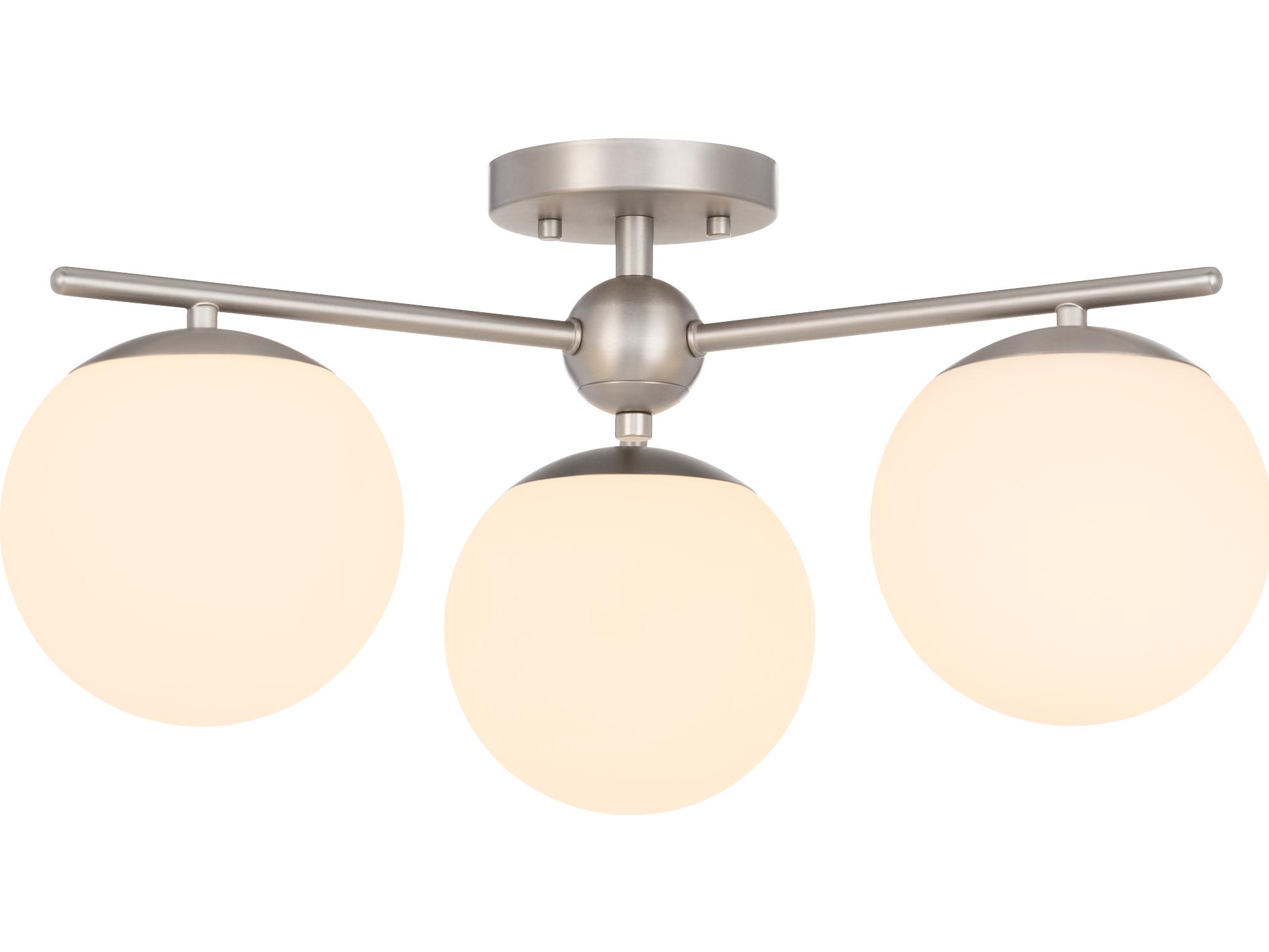 Quorum Jasper 3-Light Satin Nickel Steel Globe Semi Flush Mount
