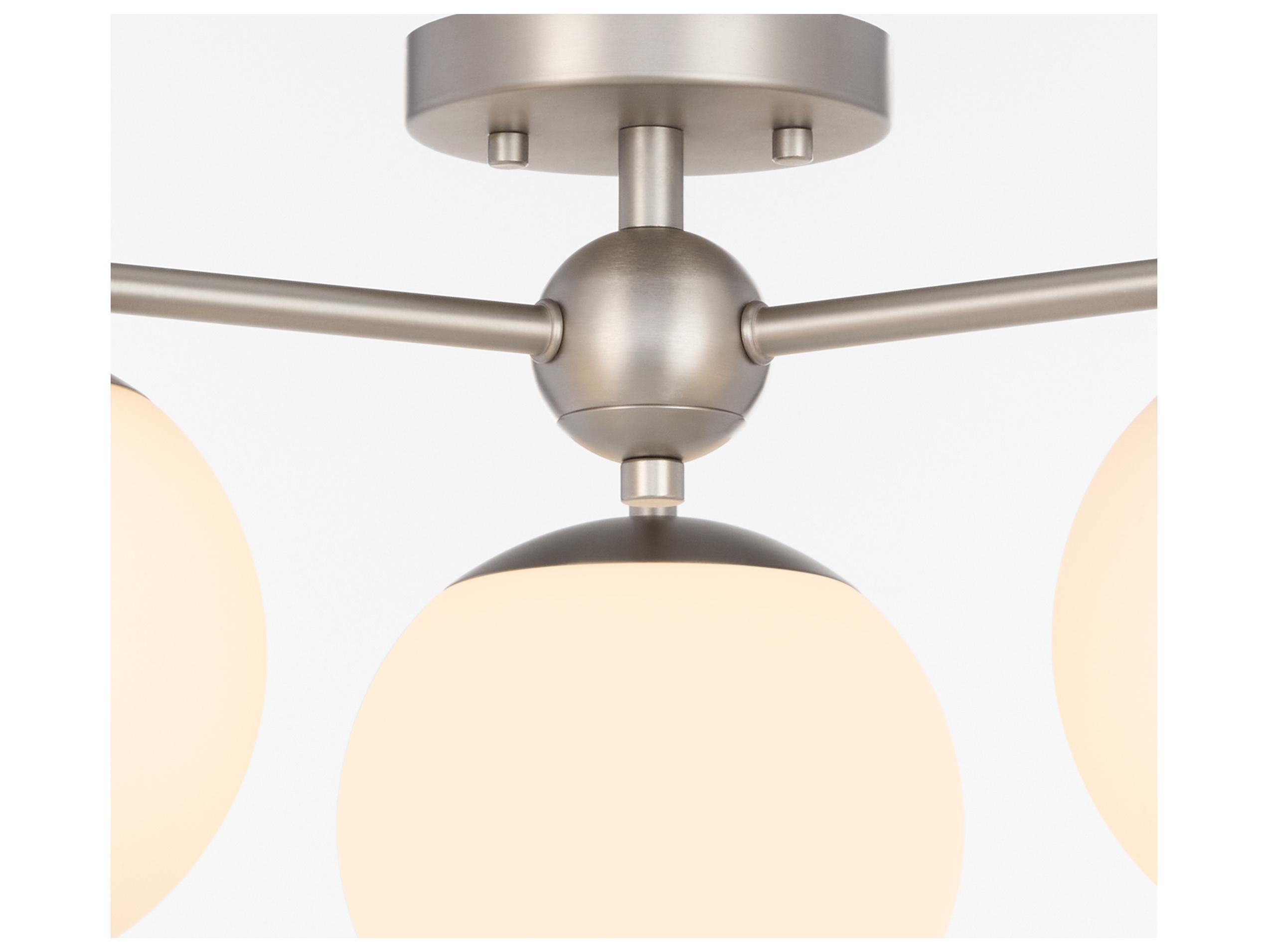 Quorum Jasper 3-Light Satin Nickel Steel Globe Semi Flush Mount