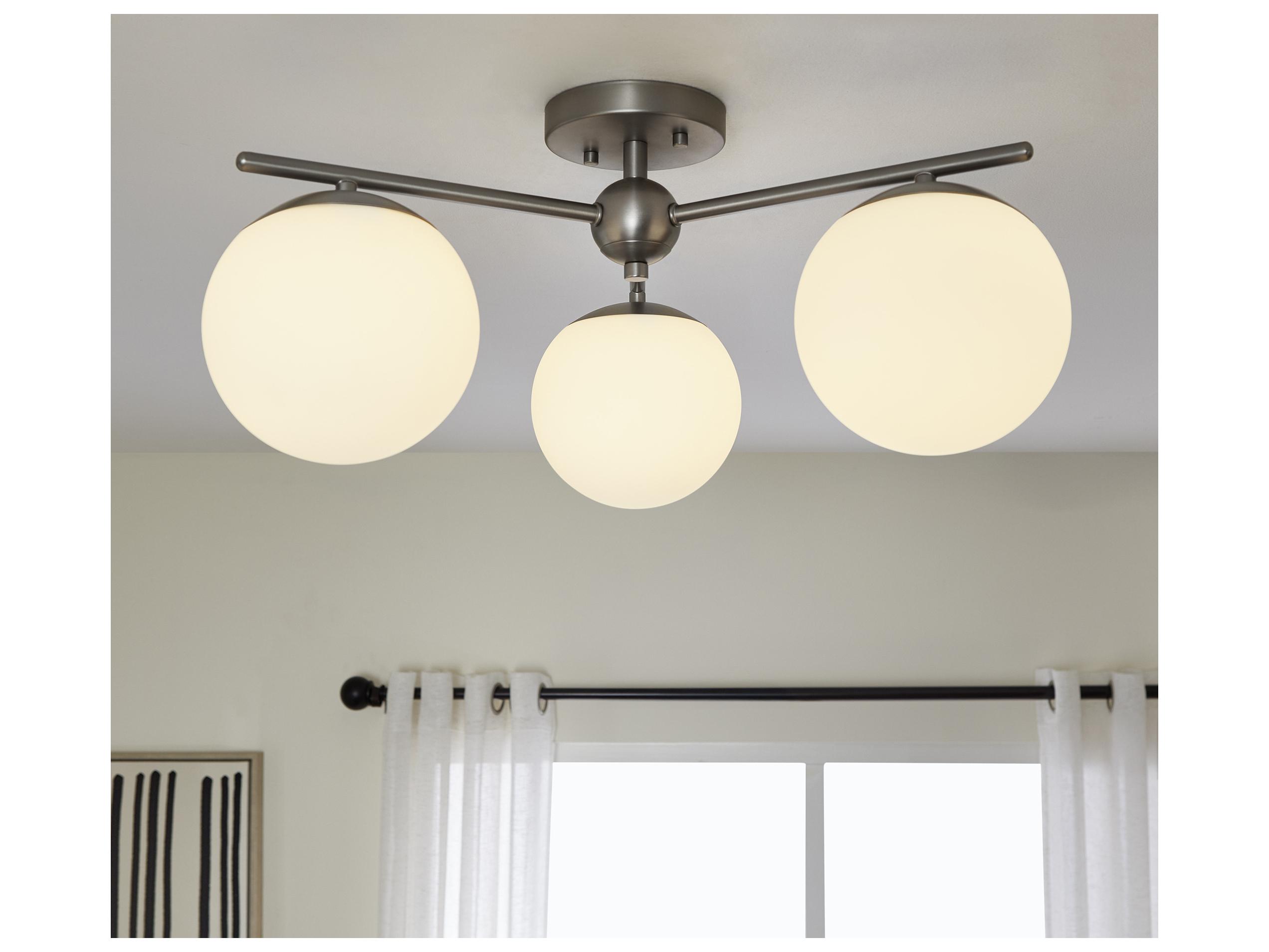 Quorum Jasper 3-Light Satin Nickel Steel Globe Semi Flush Mount