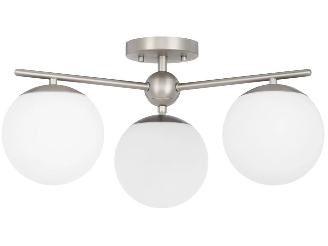 Quorum Jasper 3-Light Satin Nickel Steel Globe Semi Flush Mount
