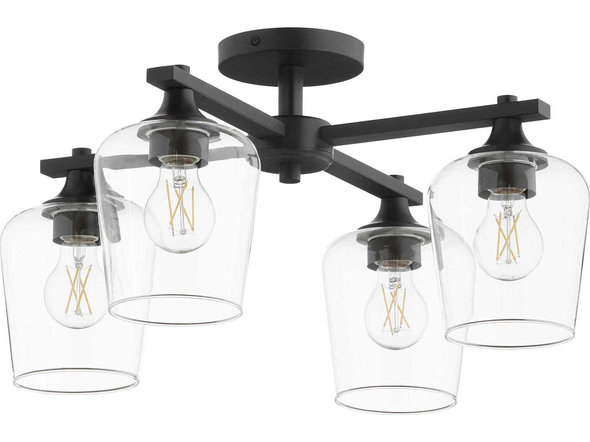 Quorum Veno 4-Light Matte Black Semi Flush Mount