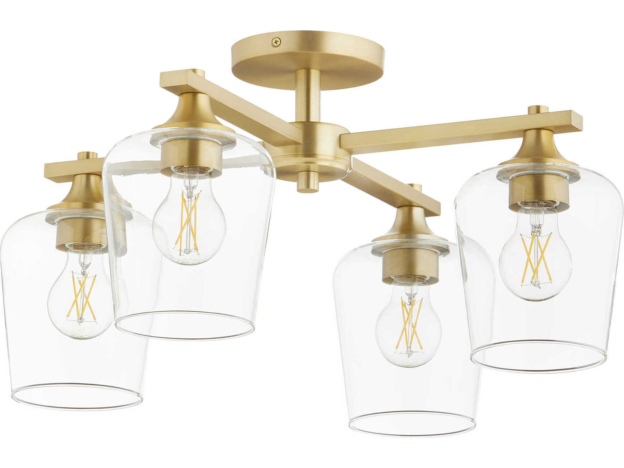 Quorum Veno 4-Light Aged Brass Semi Flush Mount