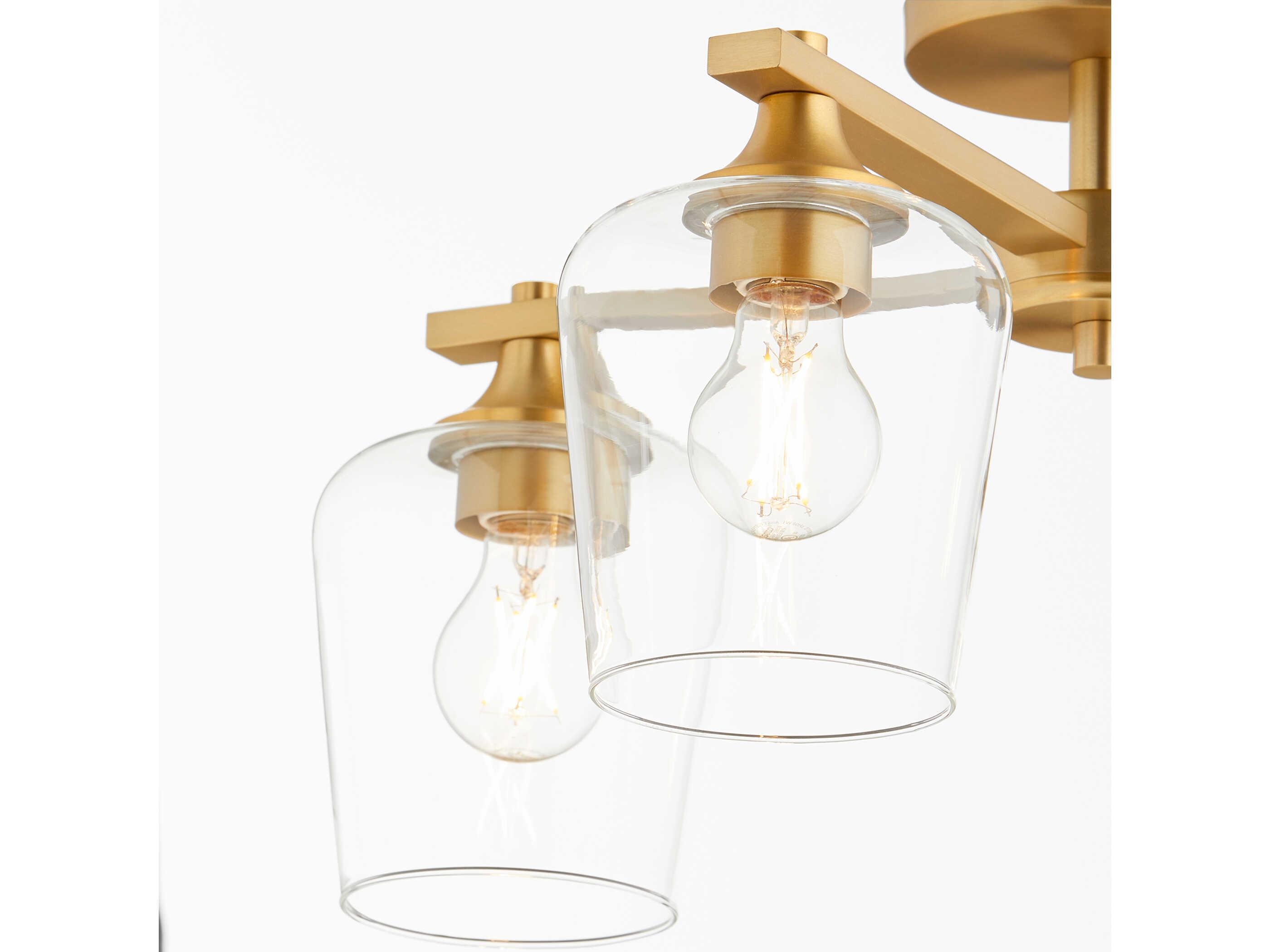 Quorum Veno 4-Light Aged Brass Semi Flush Mount