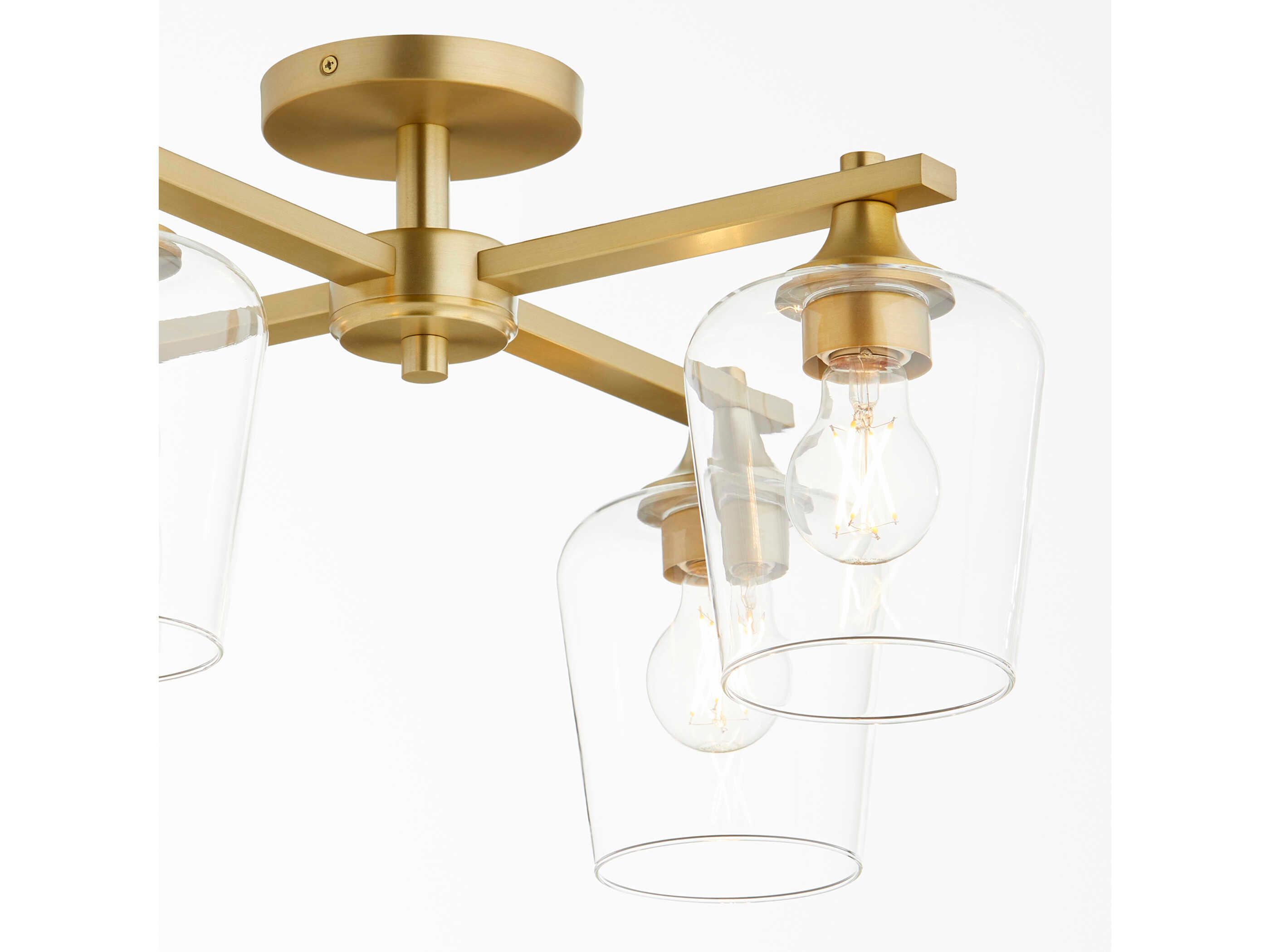 Quorum Veno 4-Light Aged Brass Semi Flush Mount
