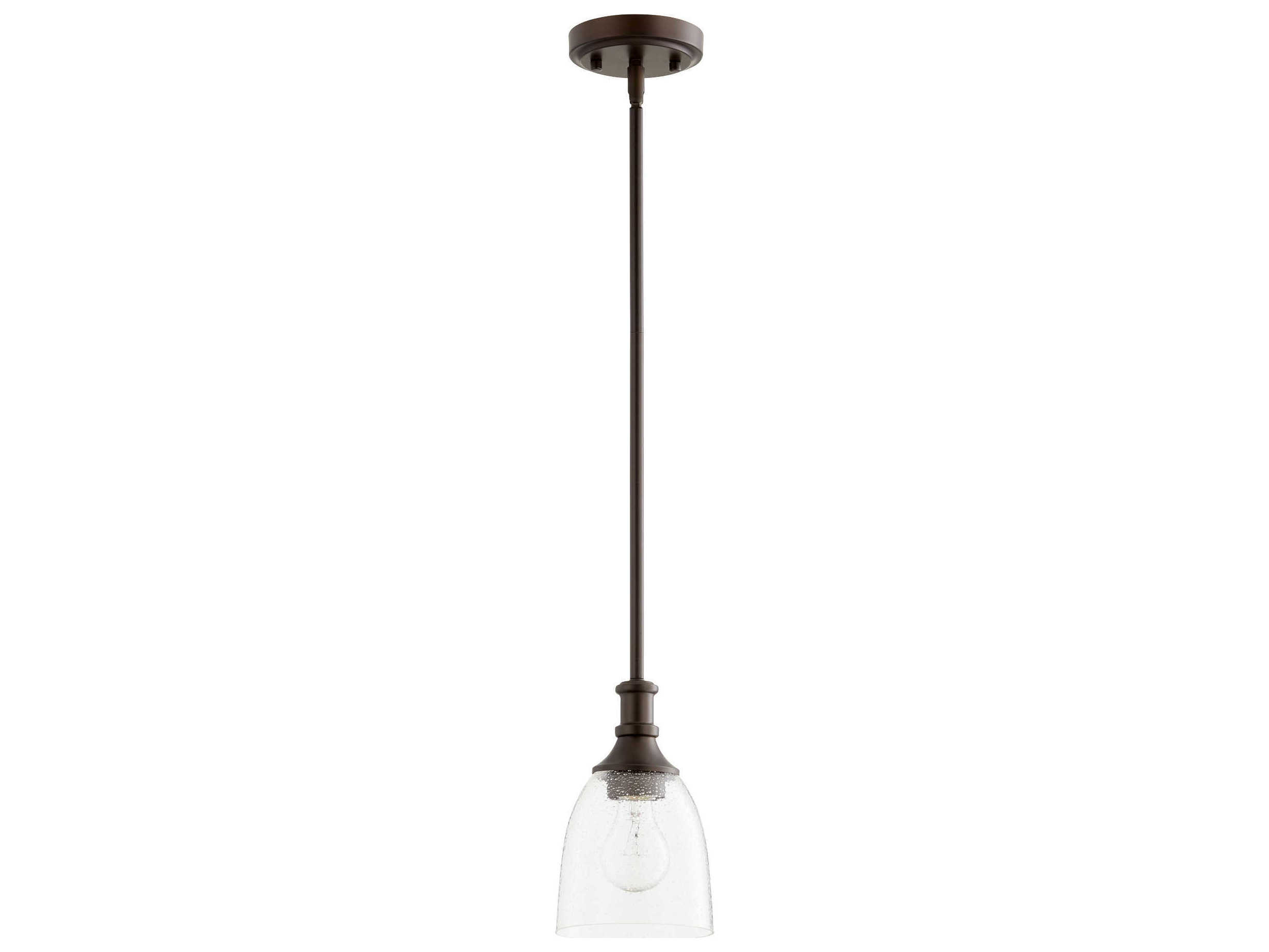 Quorum Richmond 1-Light Oiled Bronze With Clear Seeded Glass Bell Mini Pendant